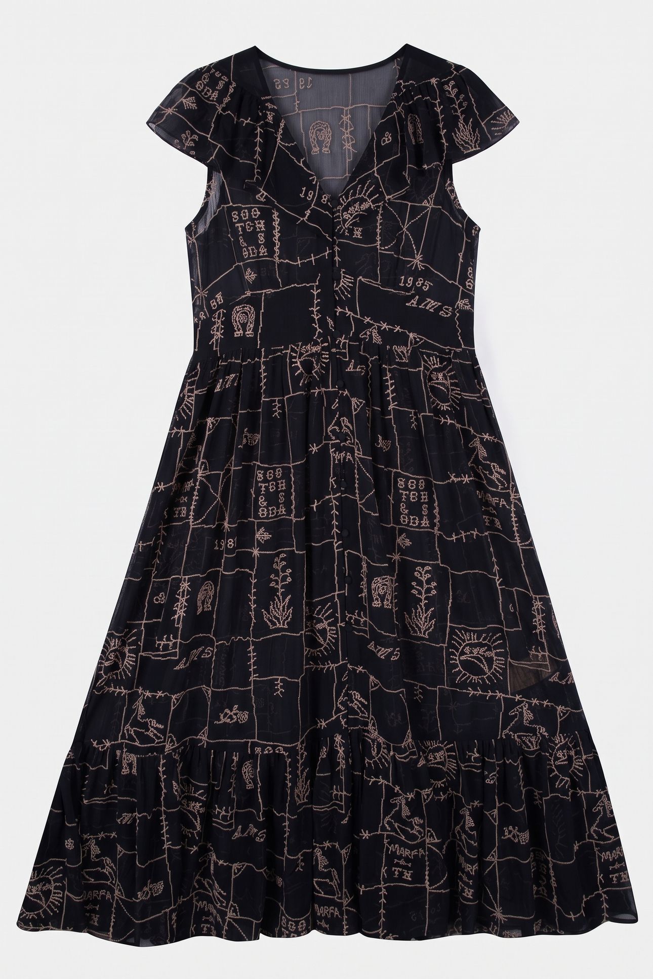 CROSS-STITCH EMBROIDERED MIDI DRESS CARBON 3