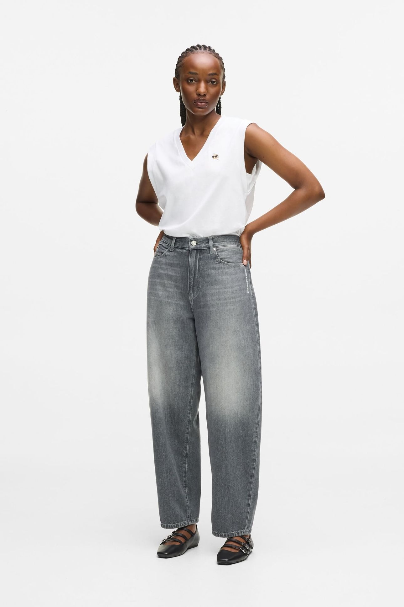 IKON BARREL DENIM PANTS WASHED LIGHT GREY 1
