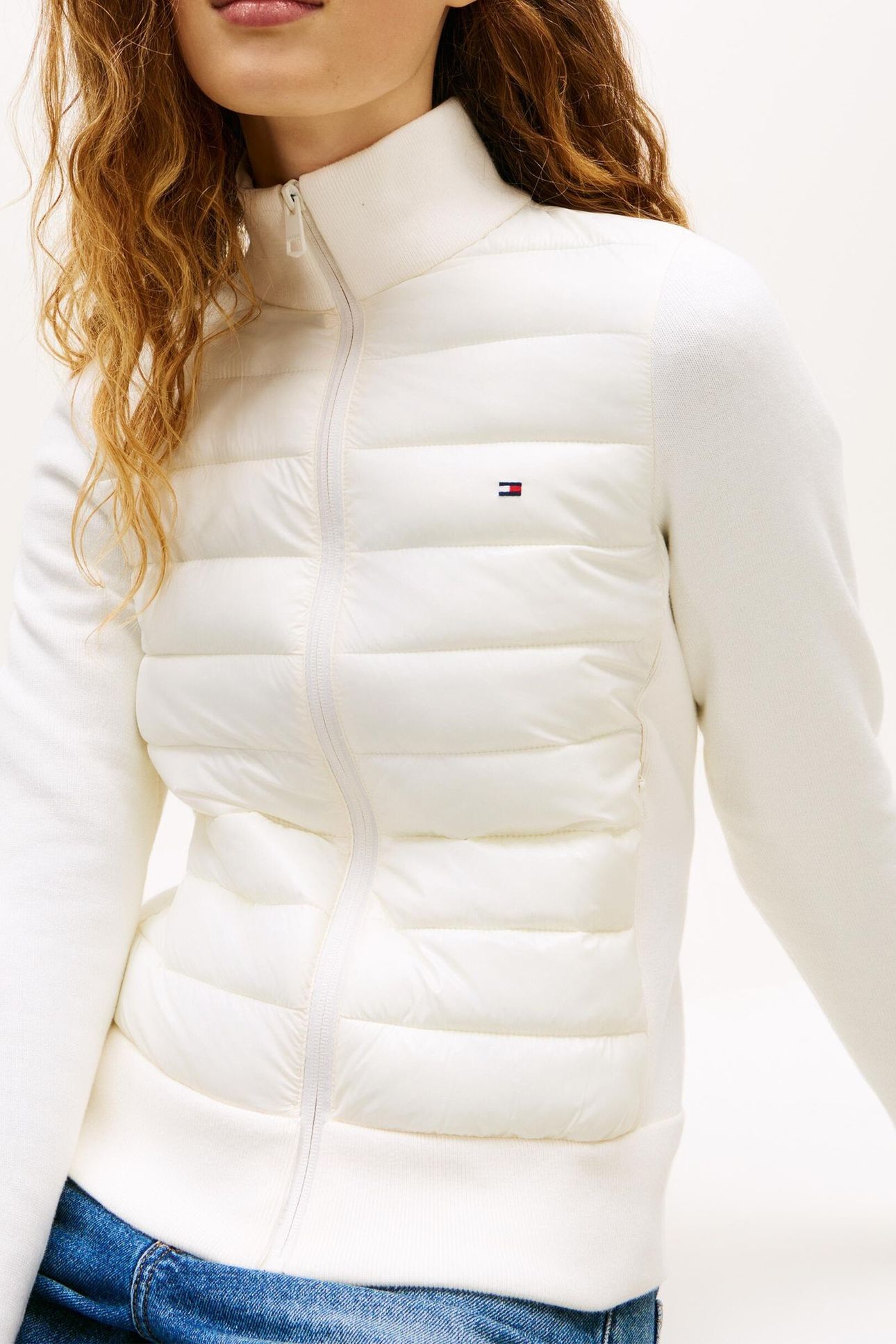 LW KNIT MIX PADDED JACKET IVORY SILK 4