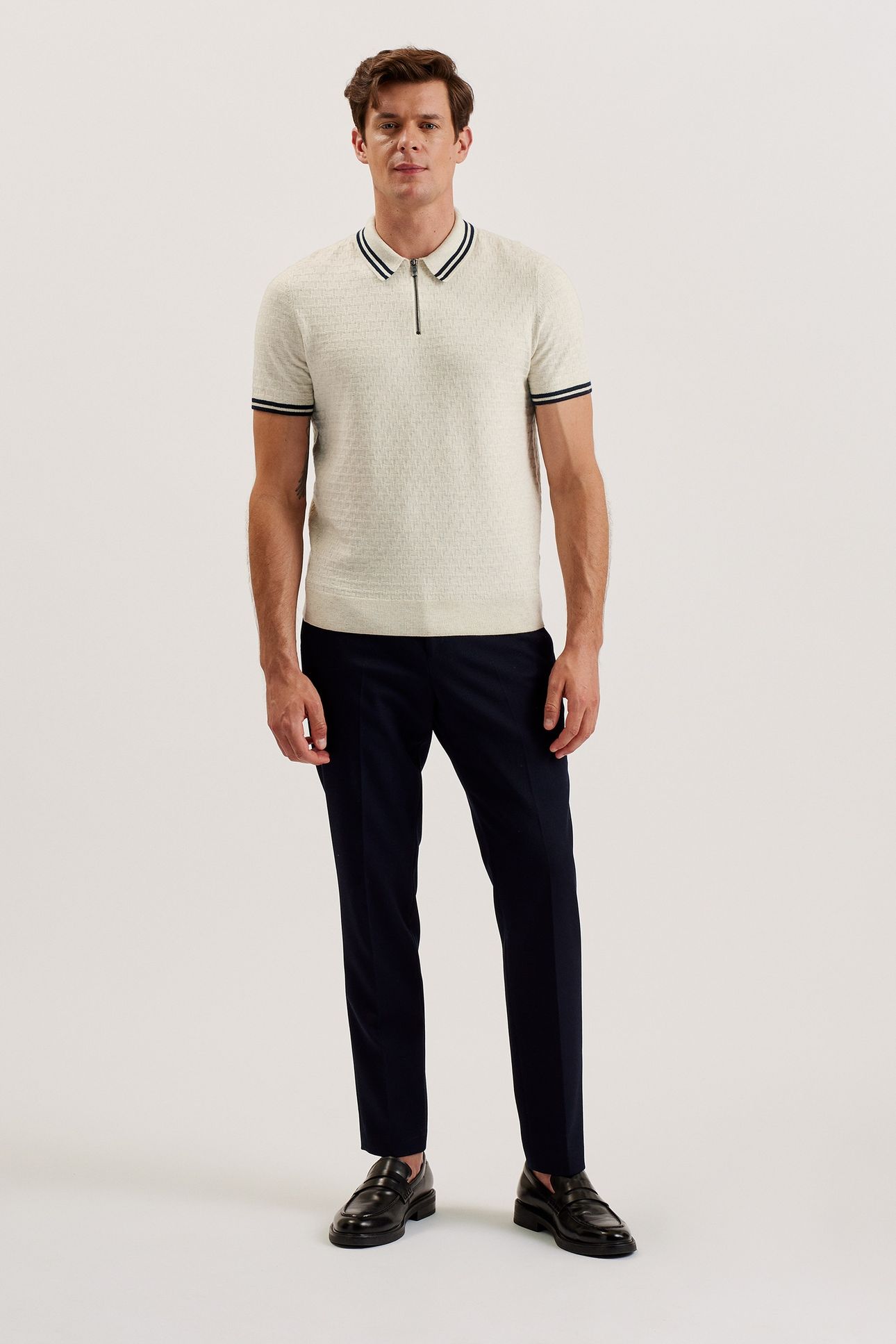 MAHANI SS REGULAR T STITCHED HALF ZIP BEIGE 3
