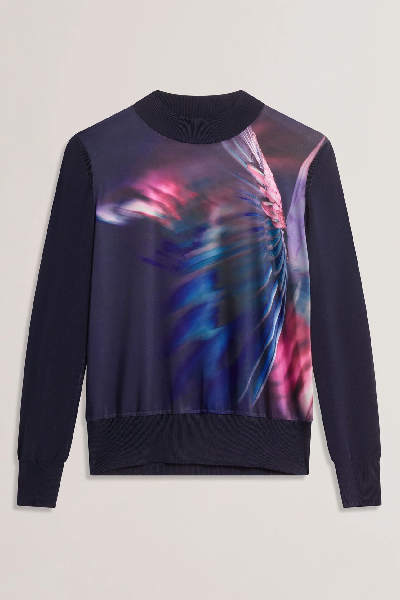 MOREENA PRINTED WOVEN FRONT JUMPER NAVY 3