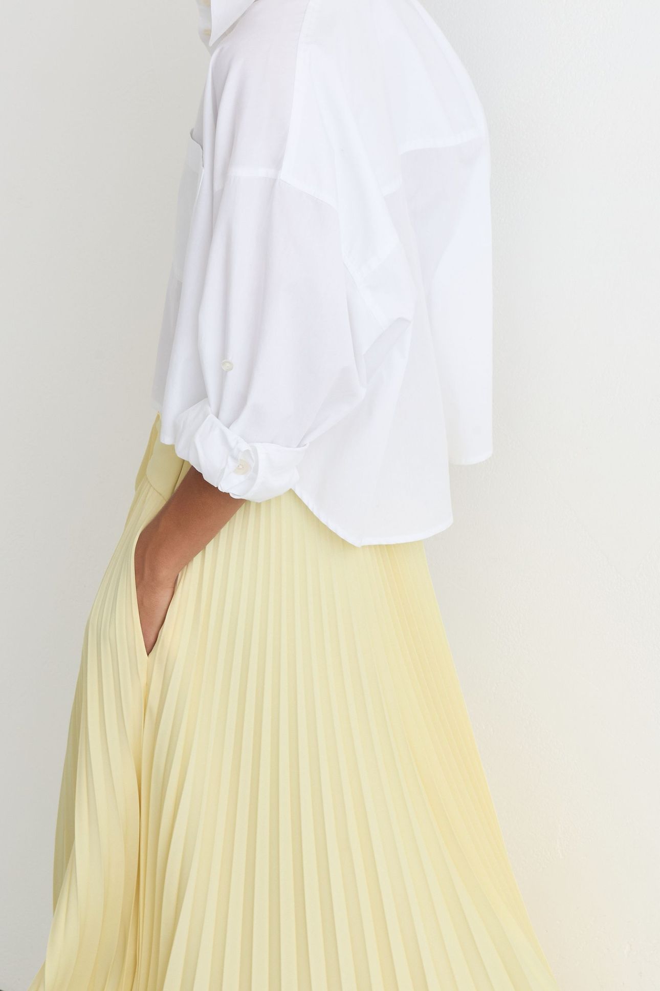 BELTED PLEATED MIDI SKIRT YELLOW 7