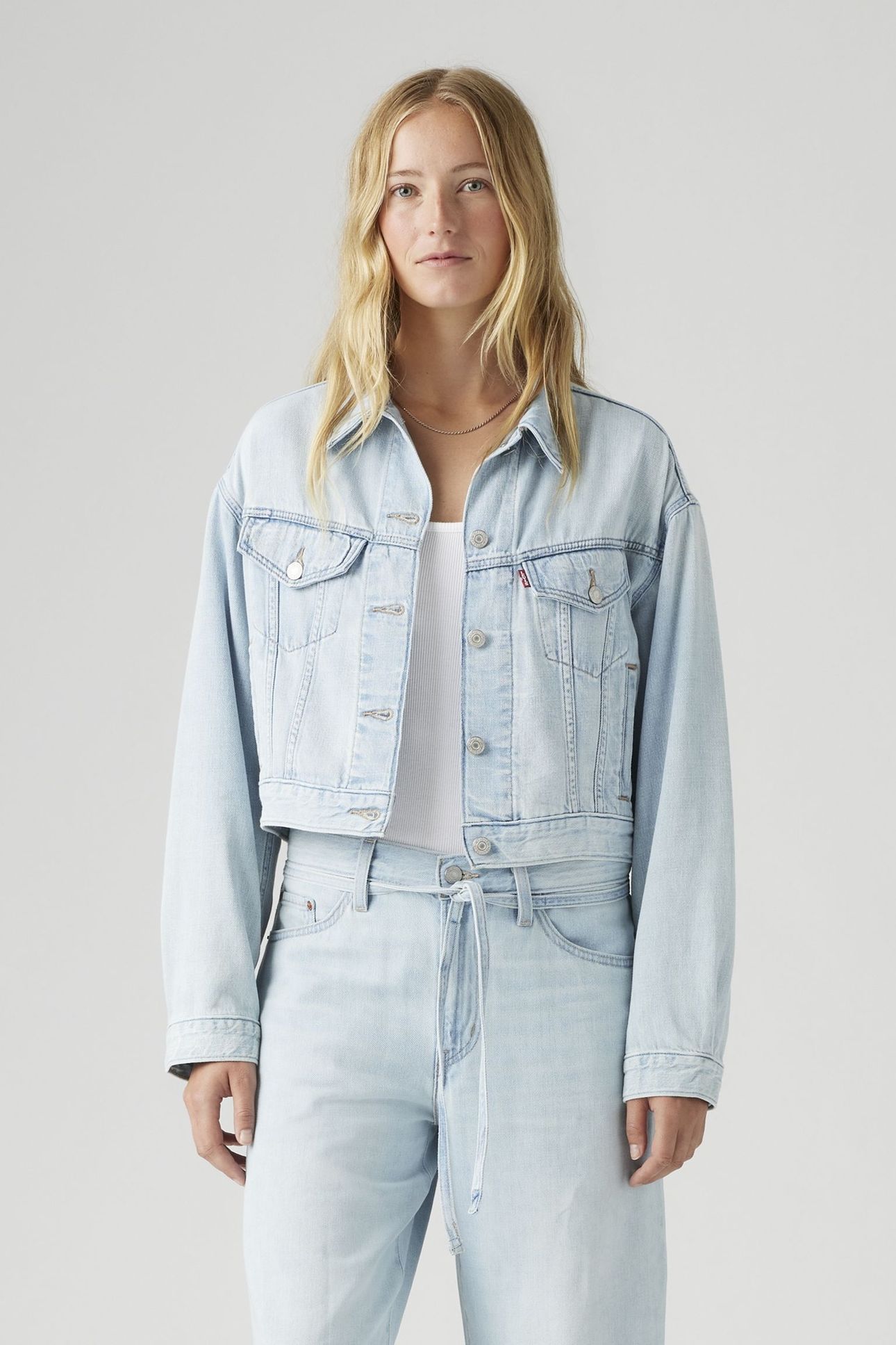 SHRUNKEN '90S LINEN+ DENIM TRUCKER JACKET 1