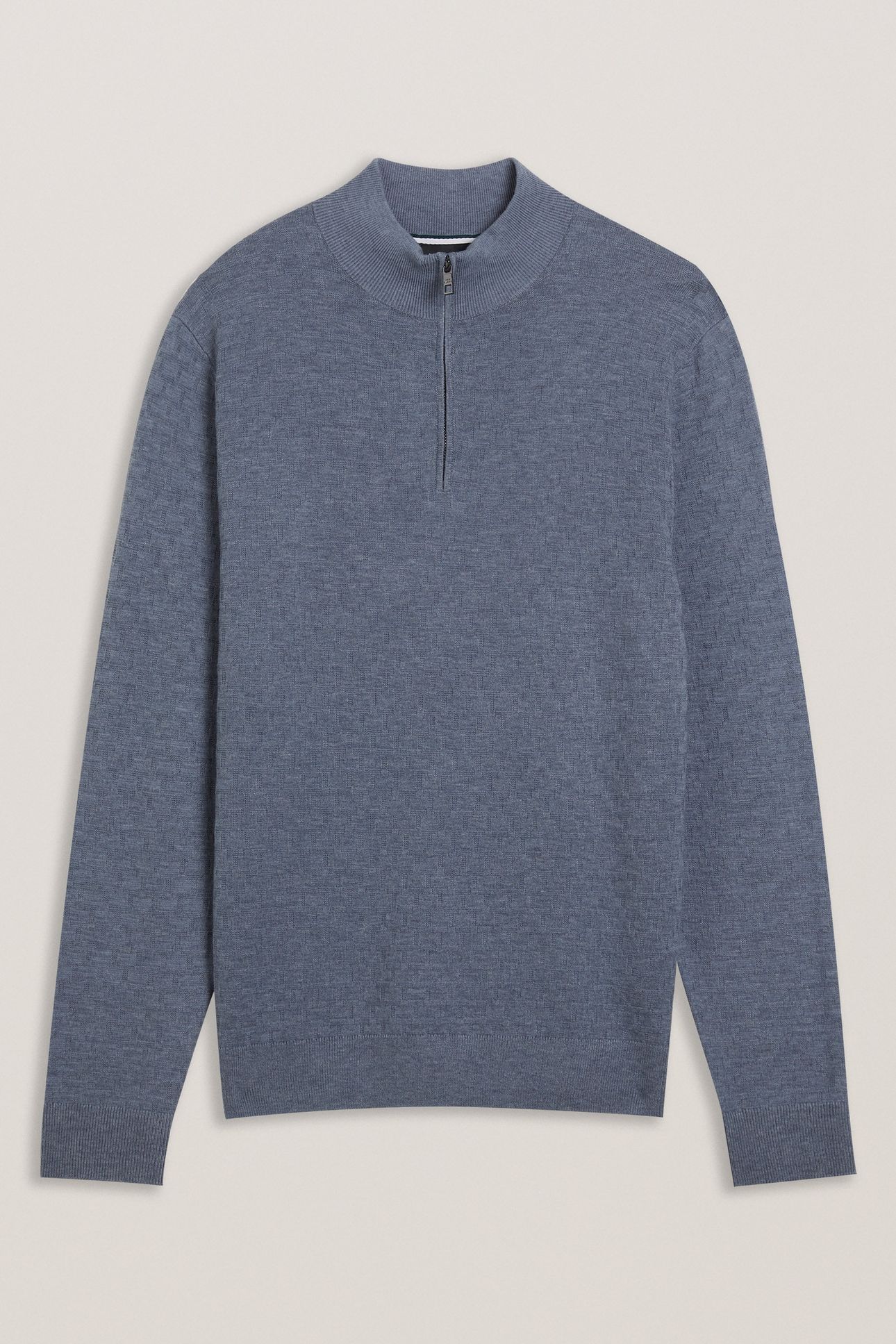 KURNLE LS T STITCH KNITTED HALF ZIP MID-BLUE 3