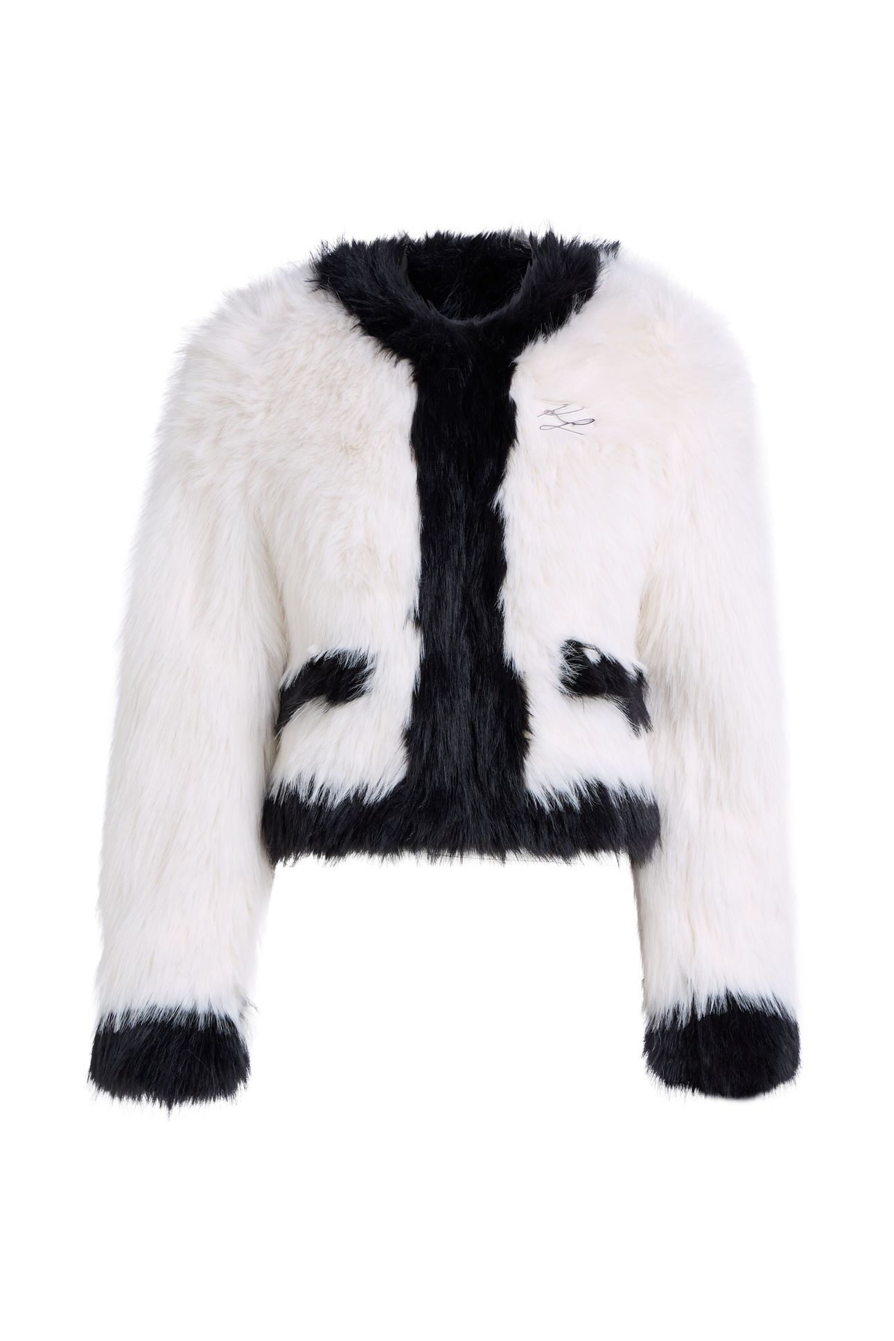 FAUX FUR JACKET WHITE/BLACK 4
