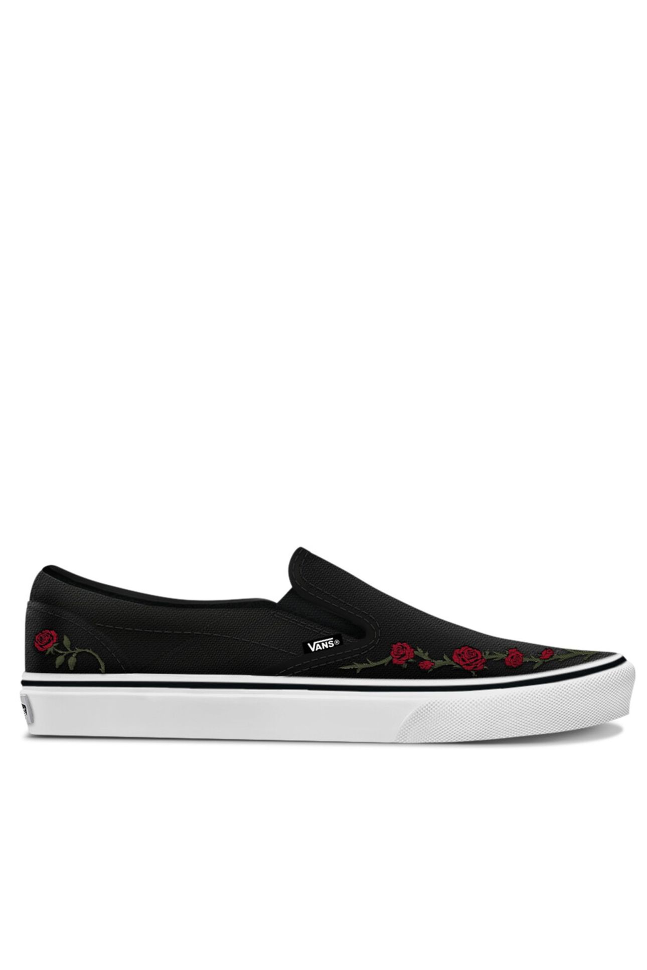 UNISEX CLASSIC SLIP-ON ROSE EMBROIDERY BLACK/RED 1