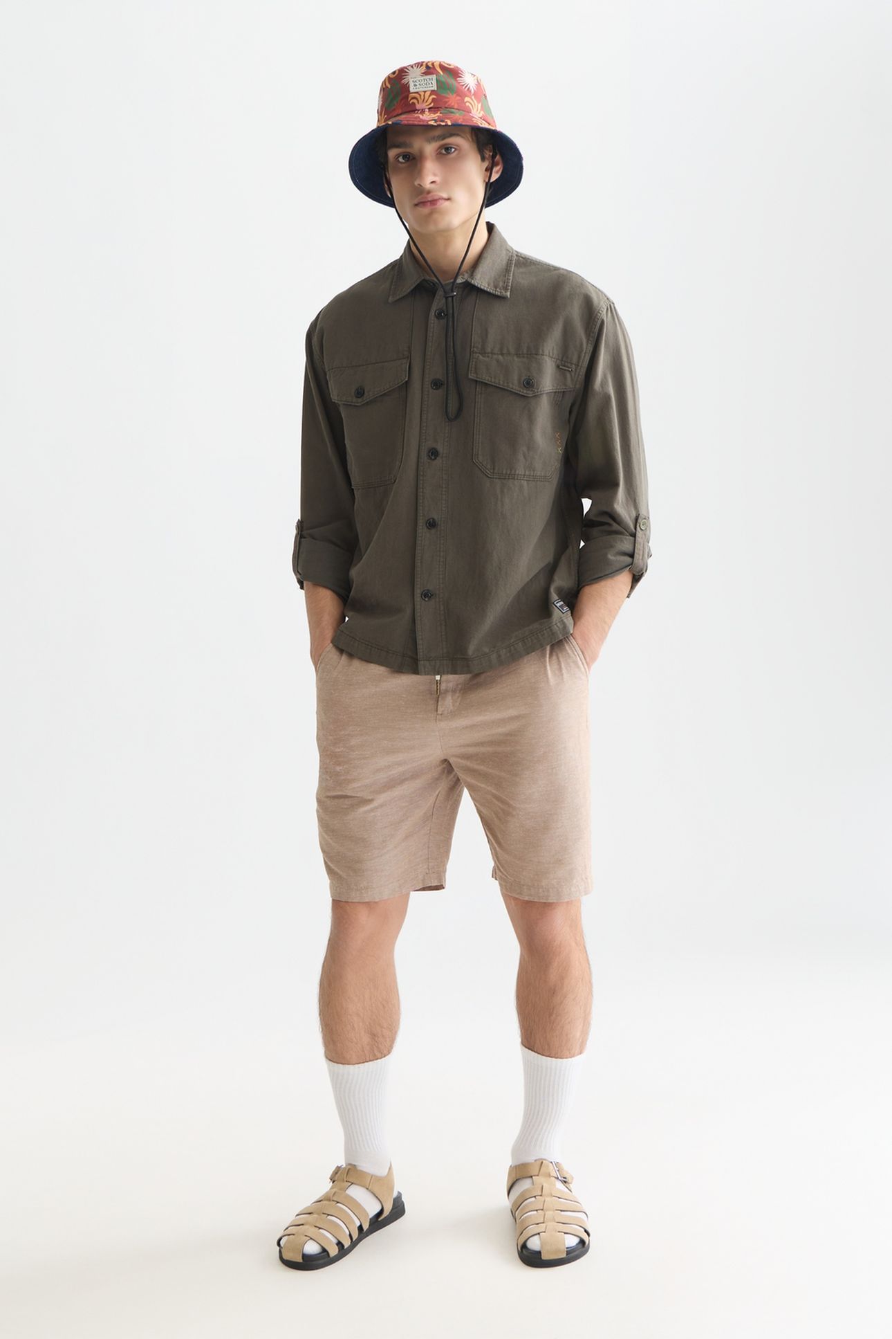 SEASONAL CORE FAVE COTTON LINEN REGULAR-FIT CHINO SHORTS LT 3