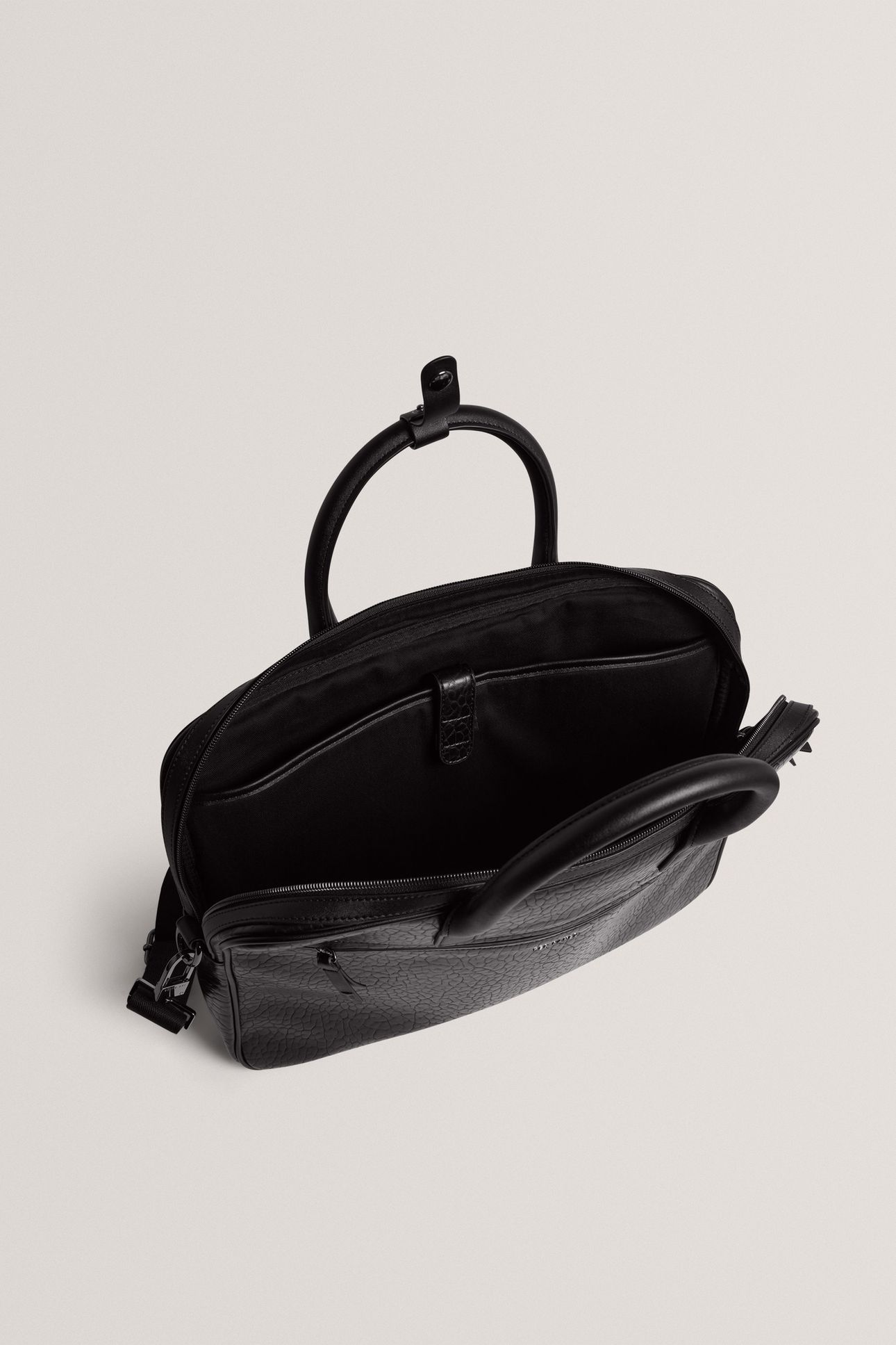 PEBBLED PU DOCUMENT BAG BLACK 3