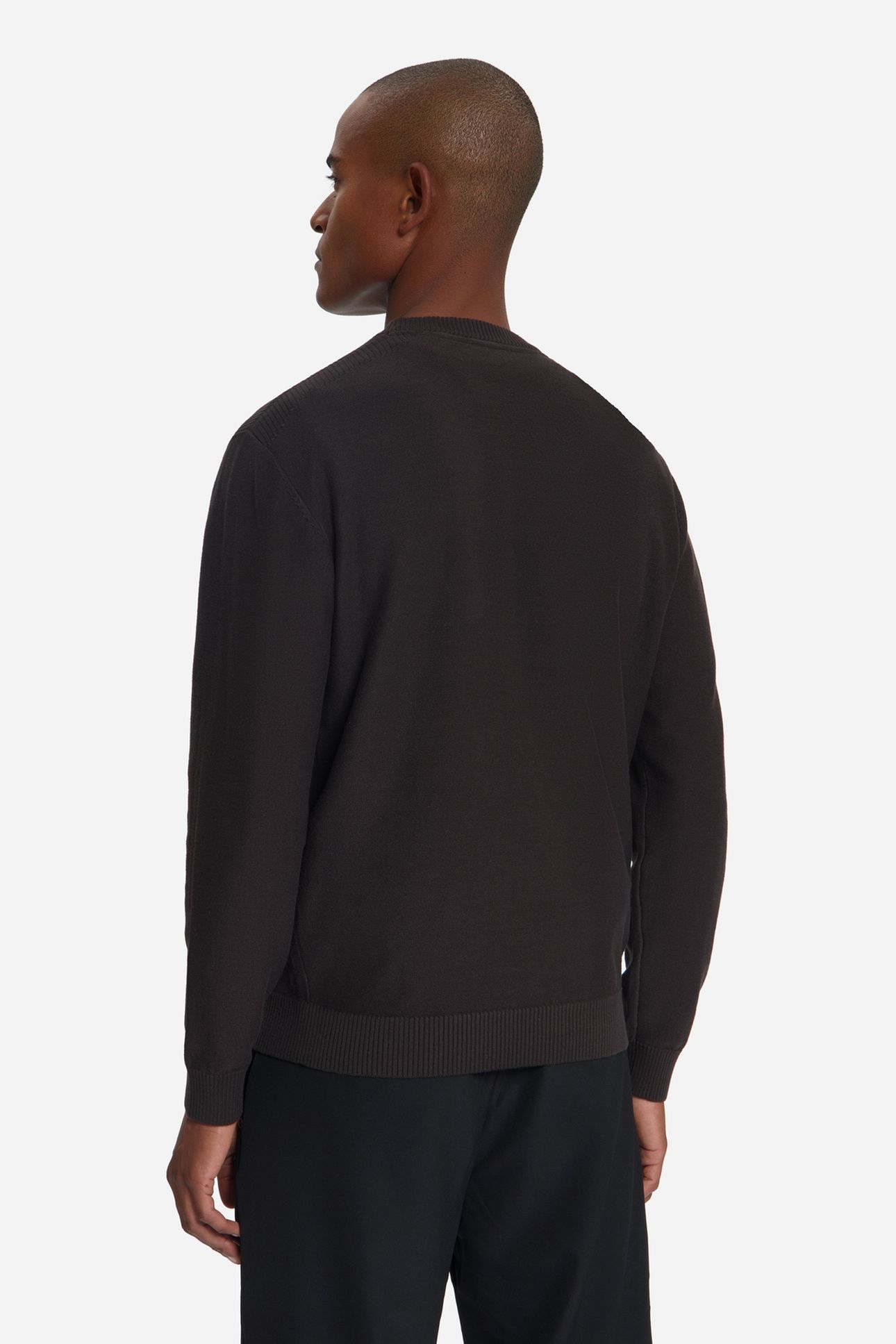 PULLOVER CREWNECK SHOULDER DETAIL DARK BROWN 2