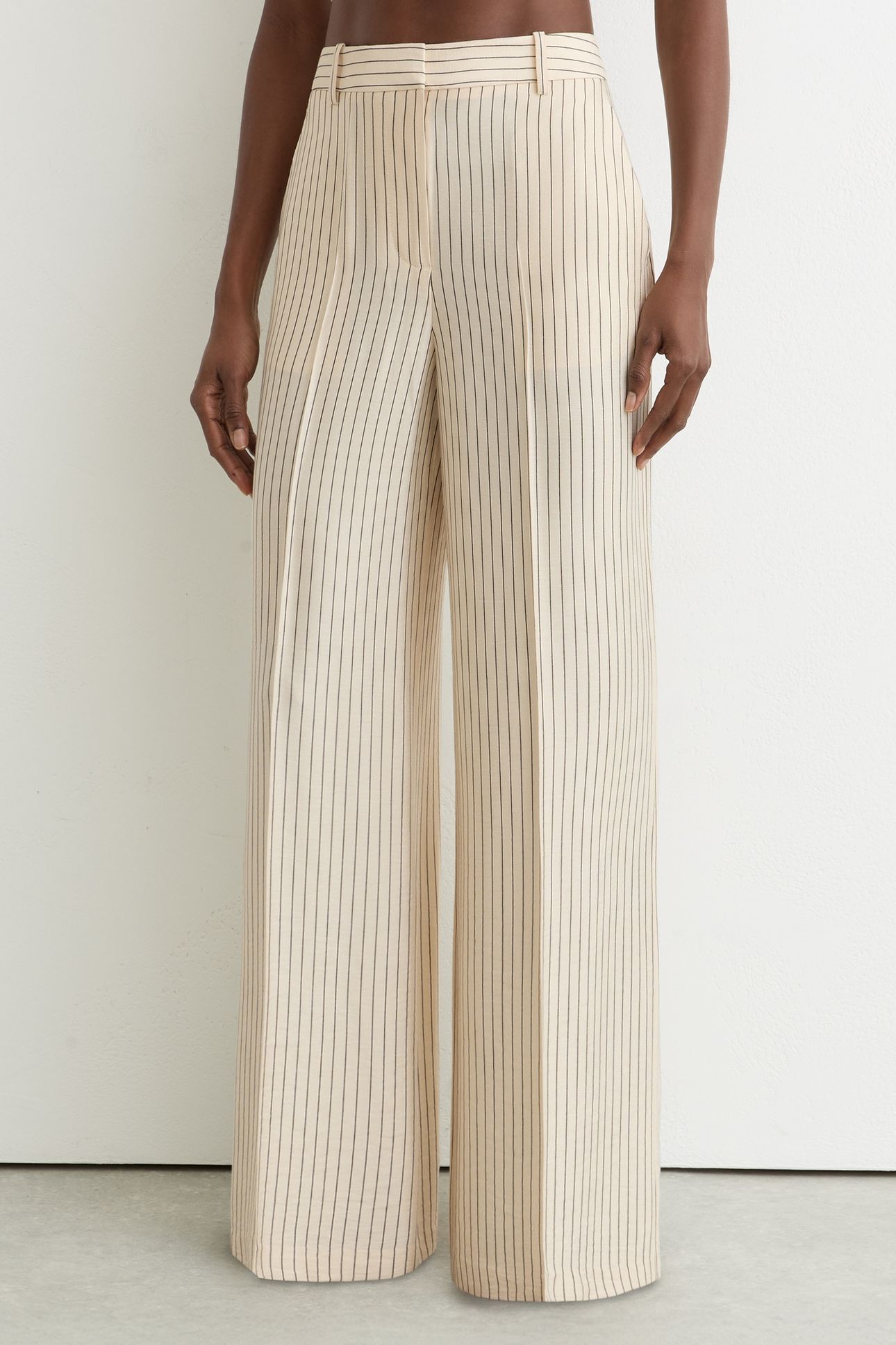 PINSTRIPE WIDE LEG TROUSER CREAM/BLACK 2