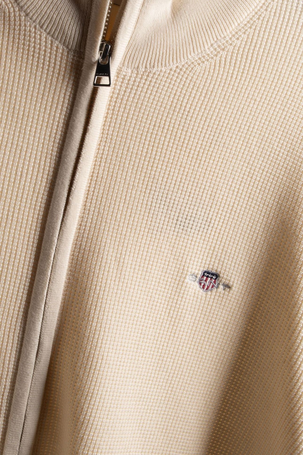 WAFFLE KNIT ZIP CARDIGAN CREAM 4