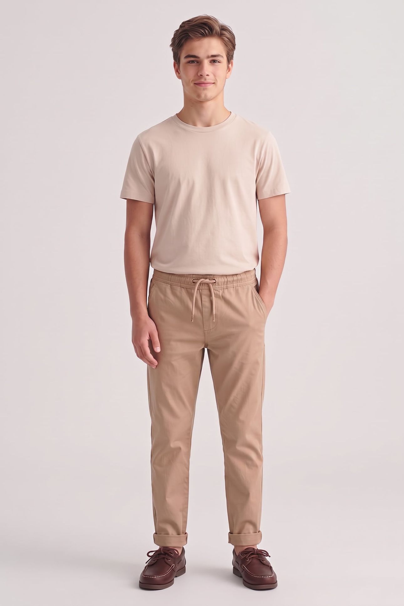 TEEN BOYS GANT CHINO DRAWSTRING TROUSER DARK KHAKI 1