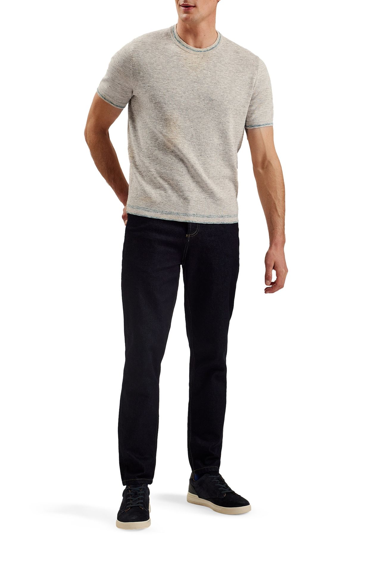 ERIKS SS REGULAR TEXTURED FRONT T SHIRT NATURAL 3