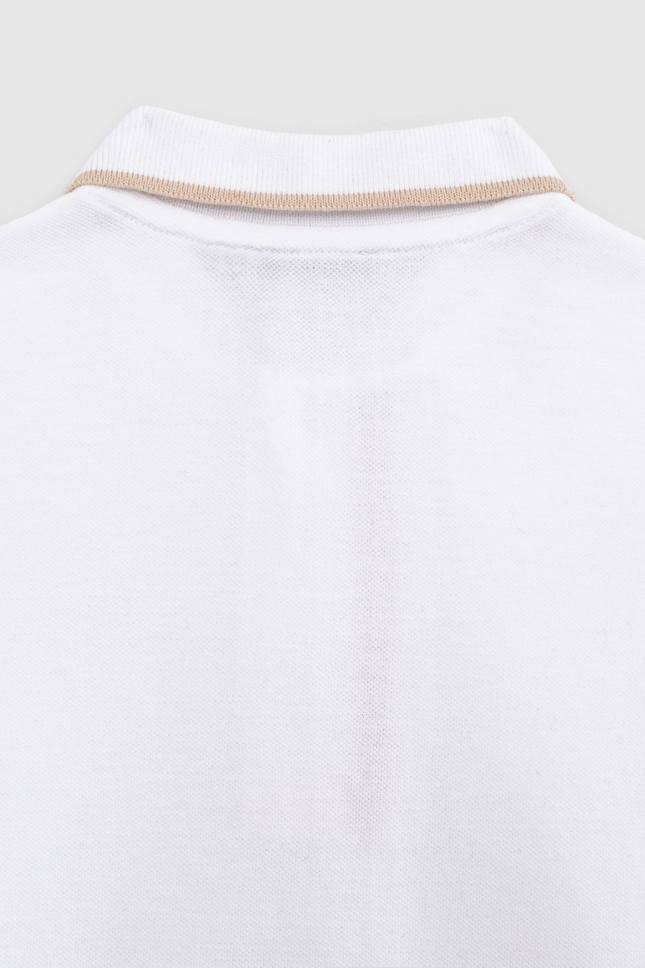 BOYS’ WHITE COTTON POLO SHIRT WITH STRIPED RIBBING 5