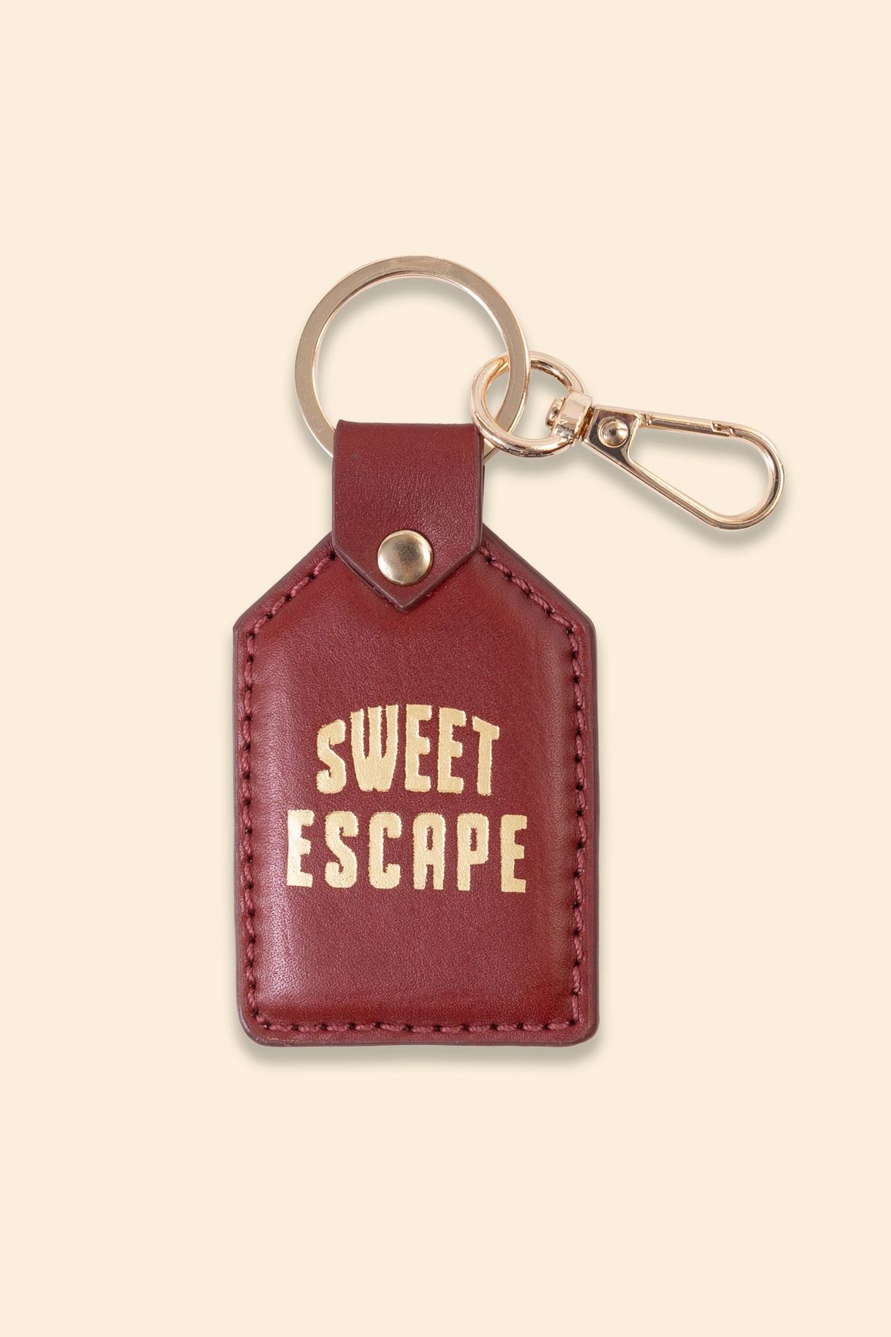 BROWN LEATHER KEYRING WITH GOLD MESSAGE 1