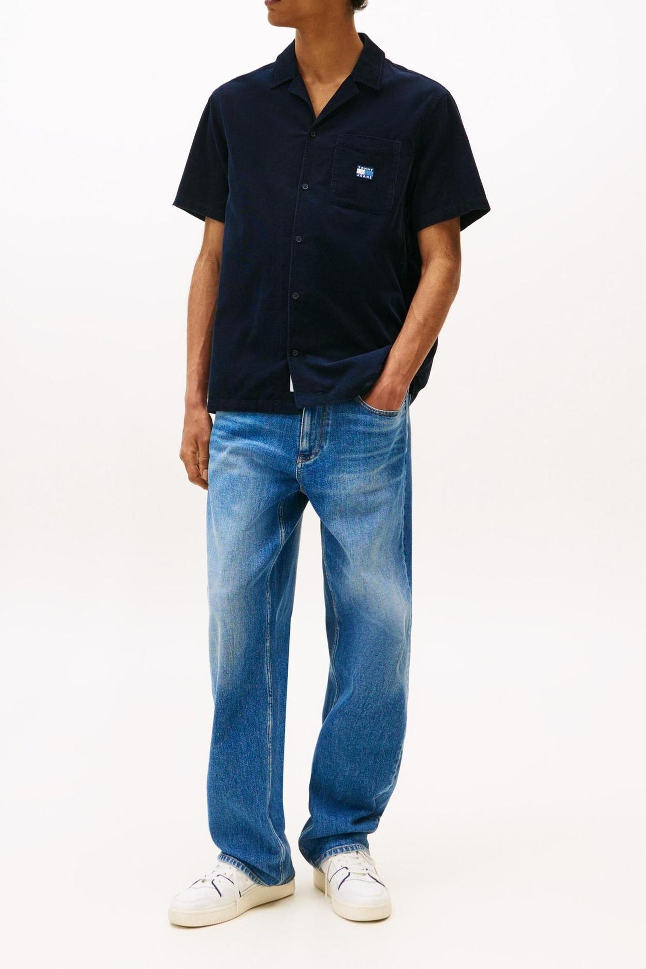 TJM CORD REG CAMP SHIRT DARK NIGHT NAVY 2