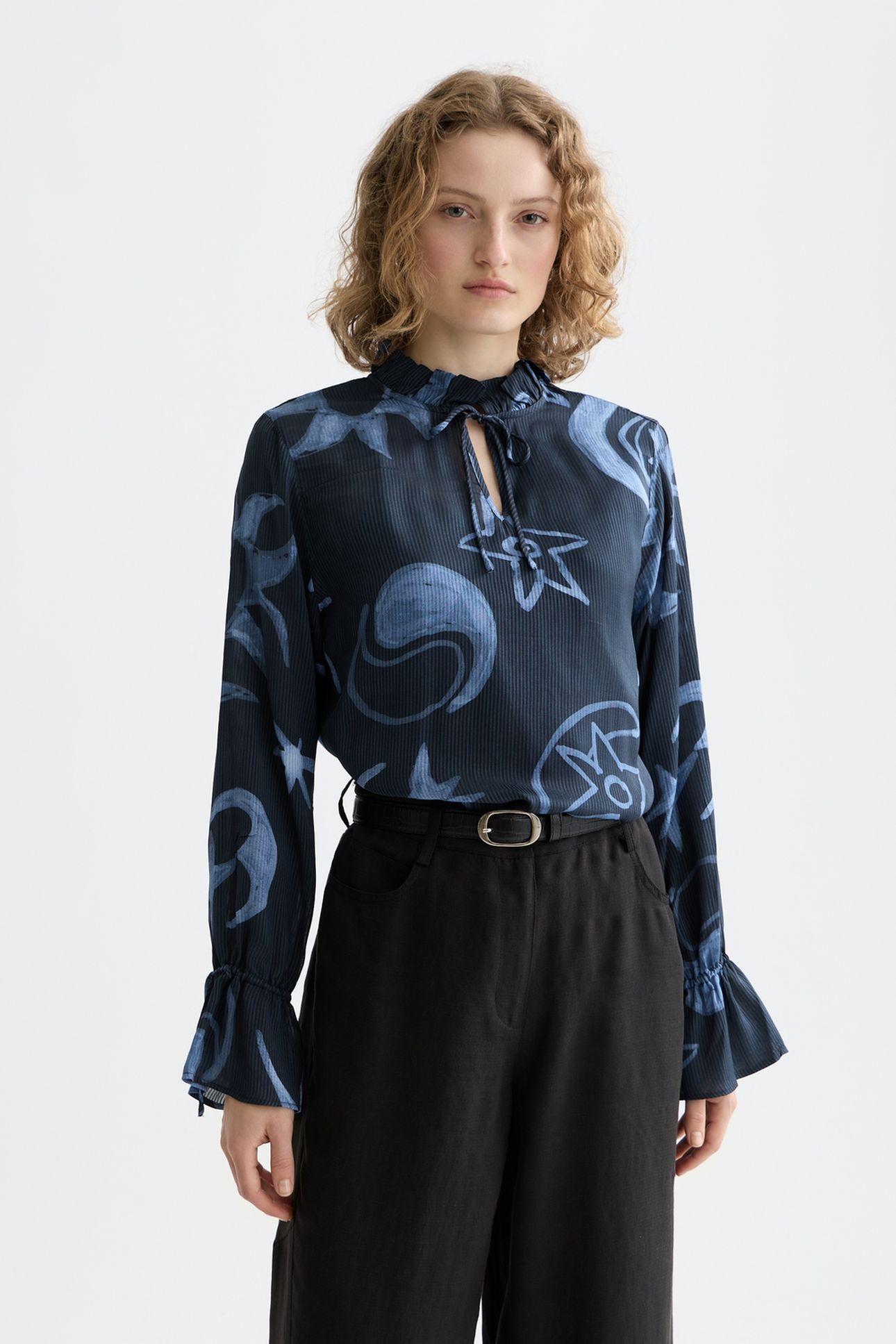 PRINTED DRAWSTRING CUFFS SHIRT COSMIC SKY SPACED CARBON 1