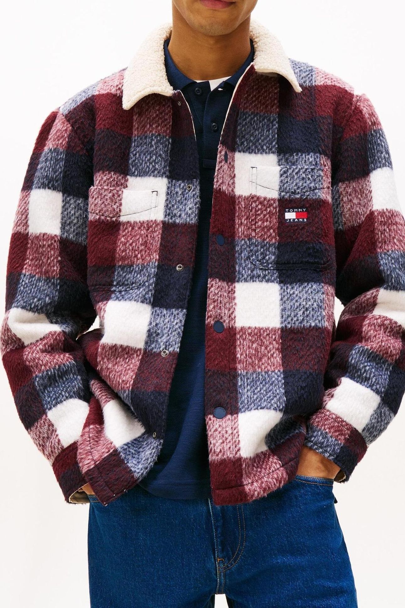 TJM CHECK TEDDY OVERSHIRT DARK NIGHT NAVY/BUFFALO CHECK 1