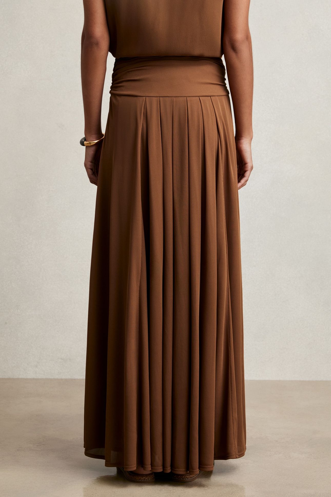 JERSEY MAXI SKIRT TAN BROWN 3