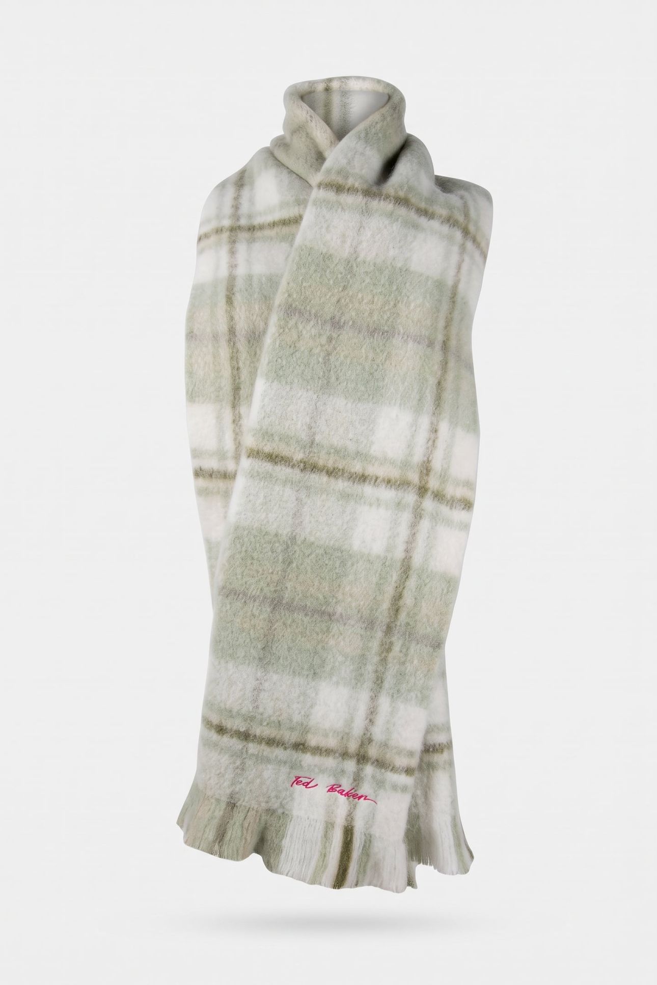 CHELLIS CHECKED WOVEN SCARF GREEN 3