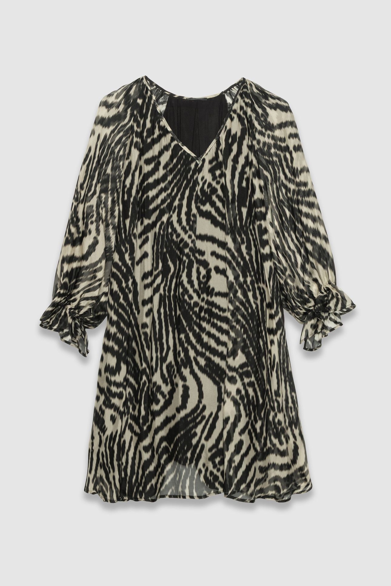 BLACK VOILE SHORT DRESS WITH ZEBRA PRINT 4