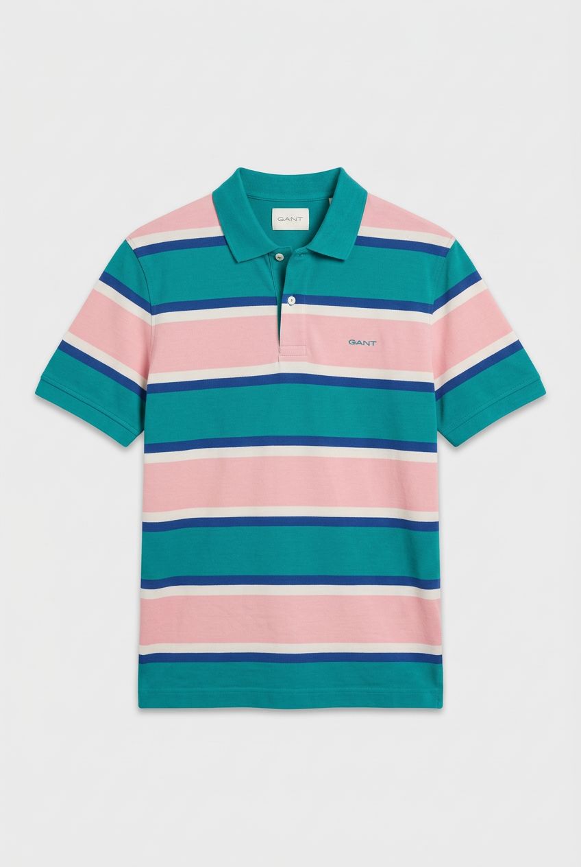 MULTISTRIPE SS POLO AQUA BLUE 3