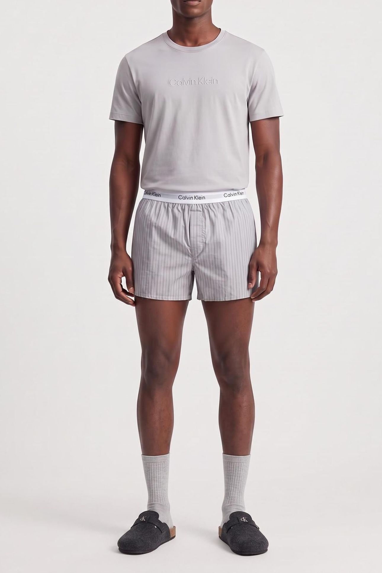 S/S CREW POPLIN BOXER SET HARBOR MIST 2