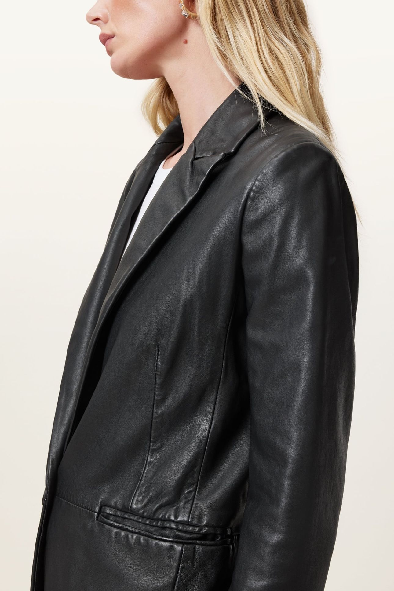 DERI LEATHER BLAZER BLACK 5