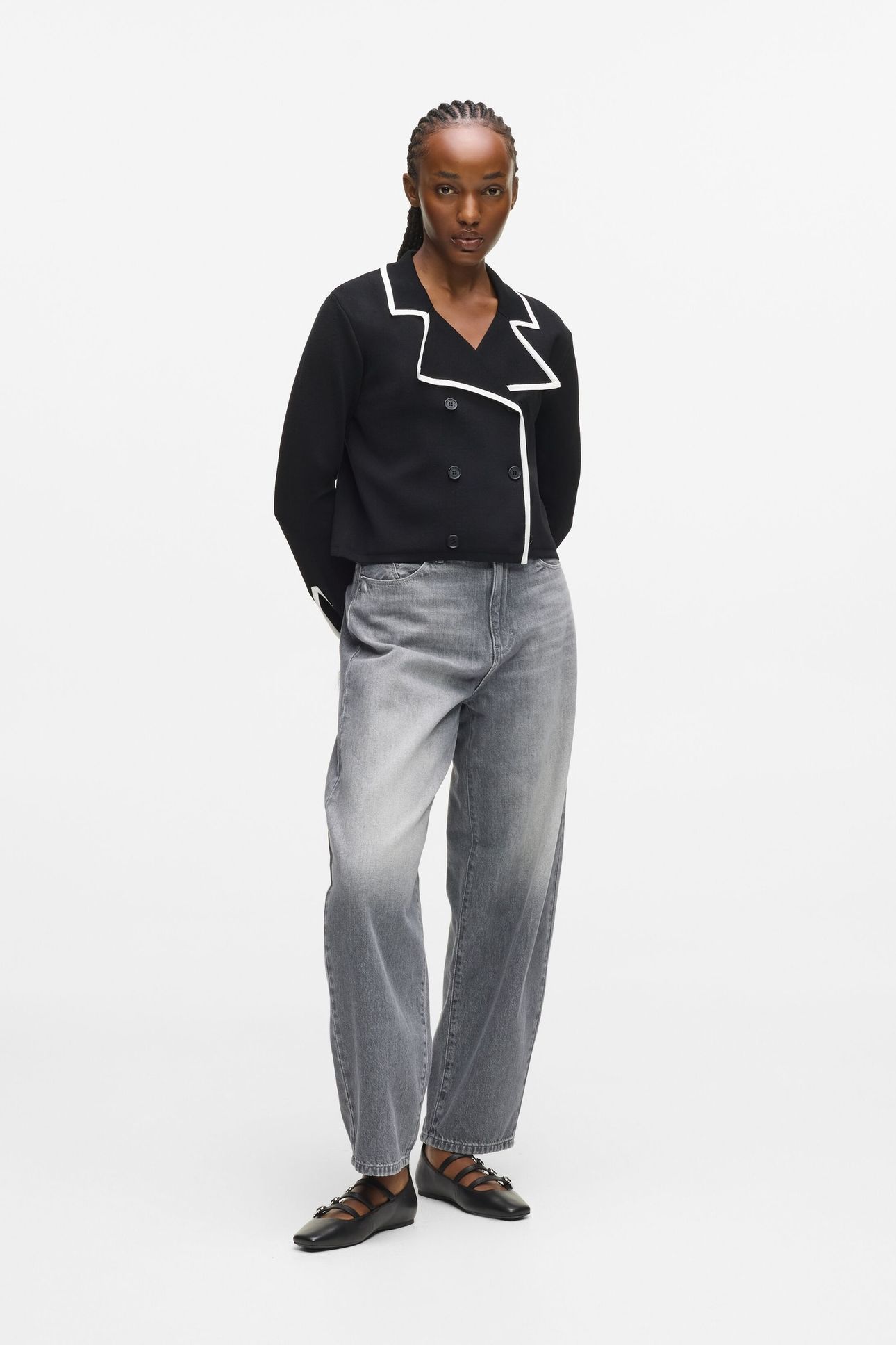 CONTRAST KNIT CARDIGAN BLACK/WHITE 3