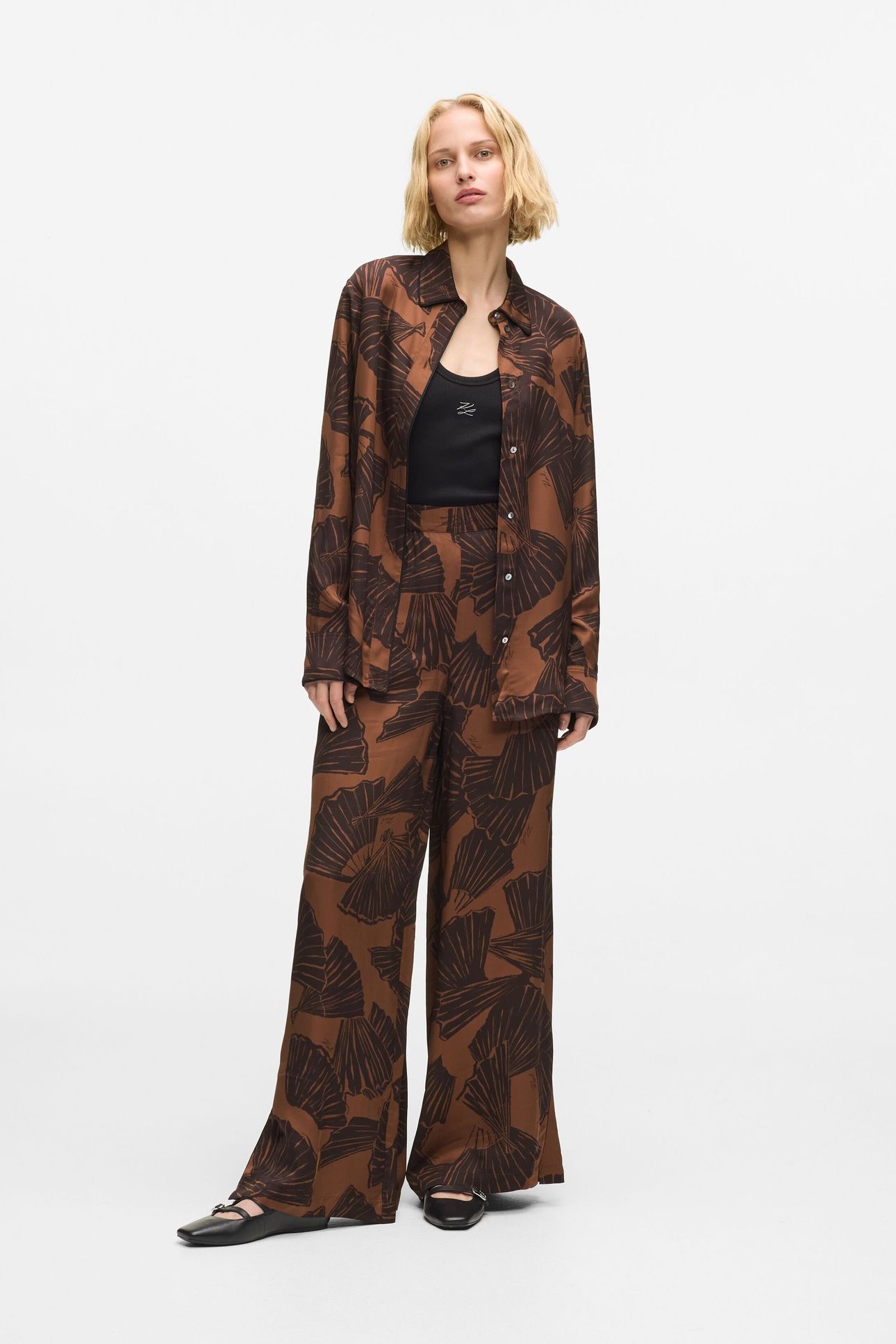 PRINTED FLUID PANTS GRAPHIC FAN FRIAR BROWN 2