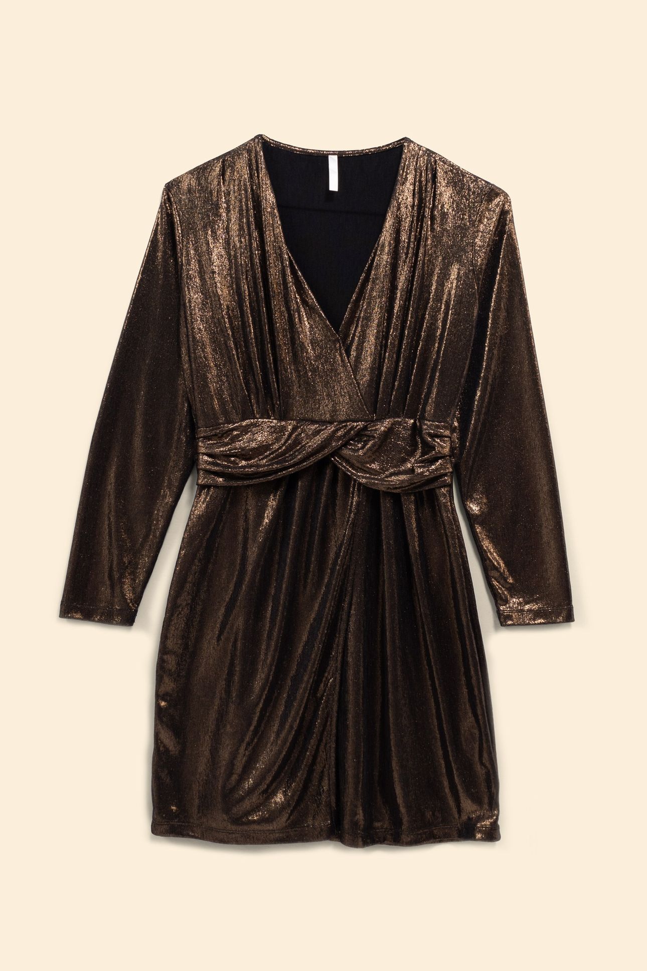GOLD LAMÉ DRESS WITH DRAPED WAIST 4