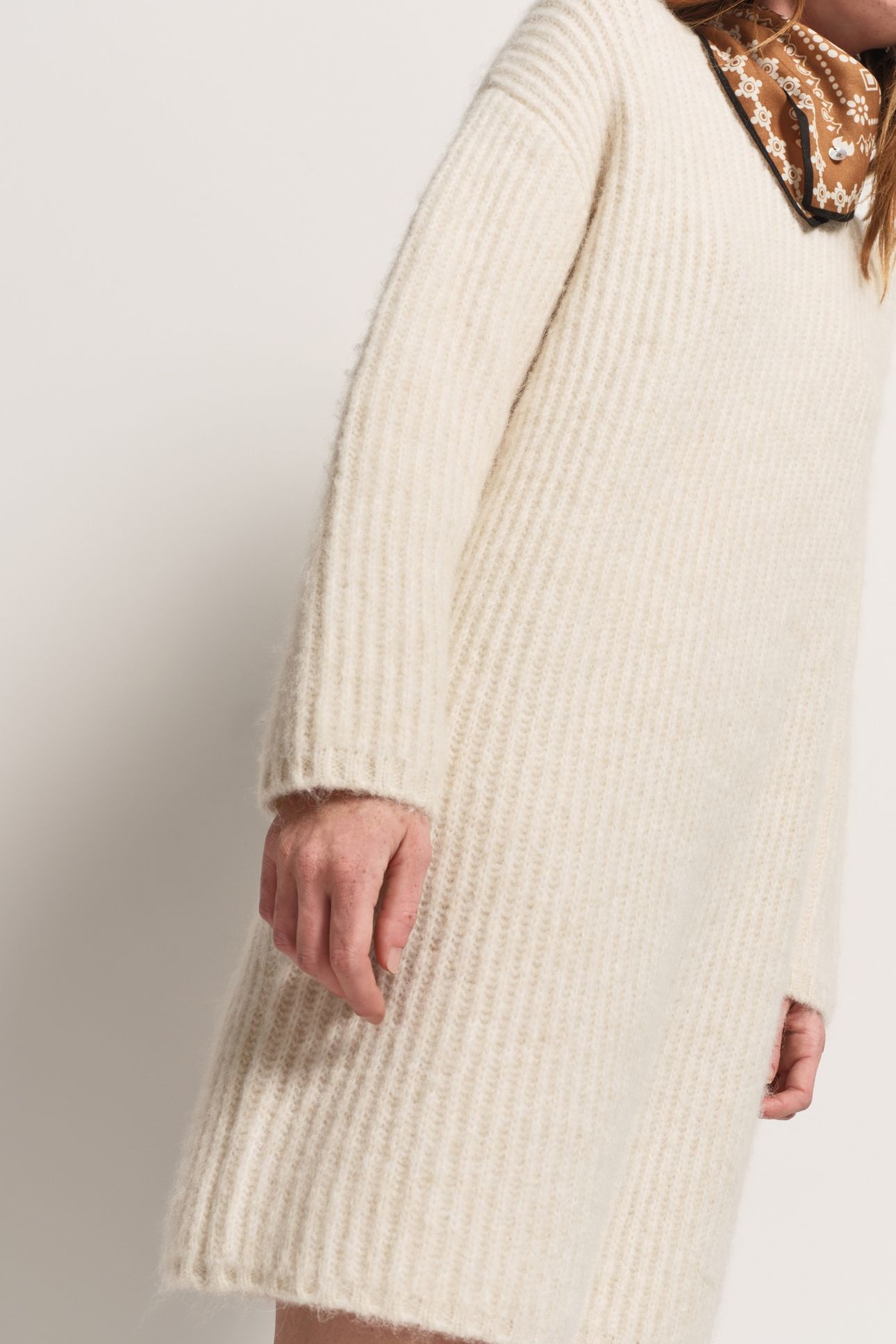 ROSEMAY - ECRU RIBBED KNIT SWEATER DRESS 7