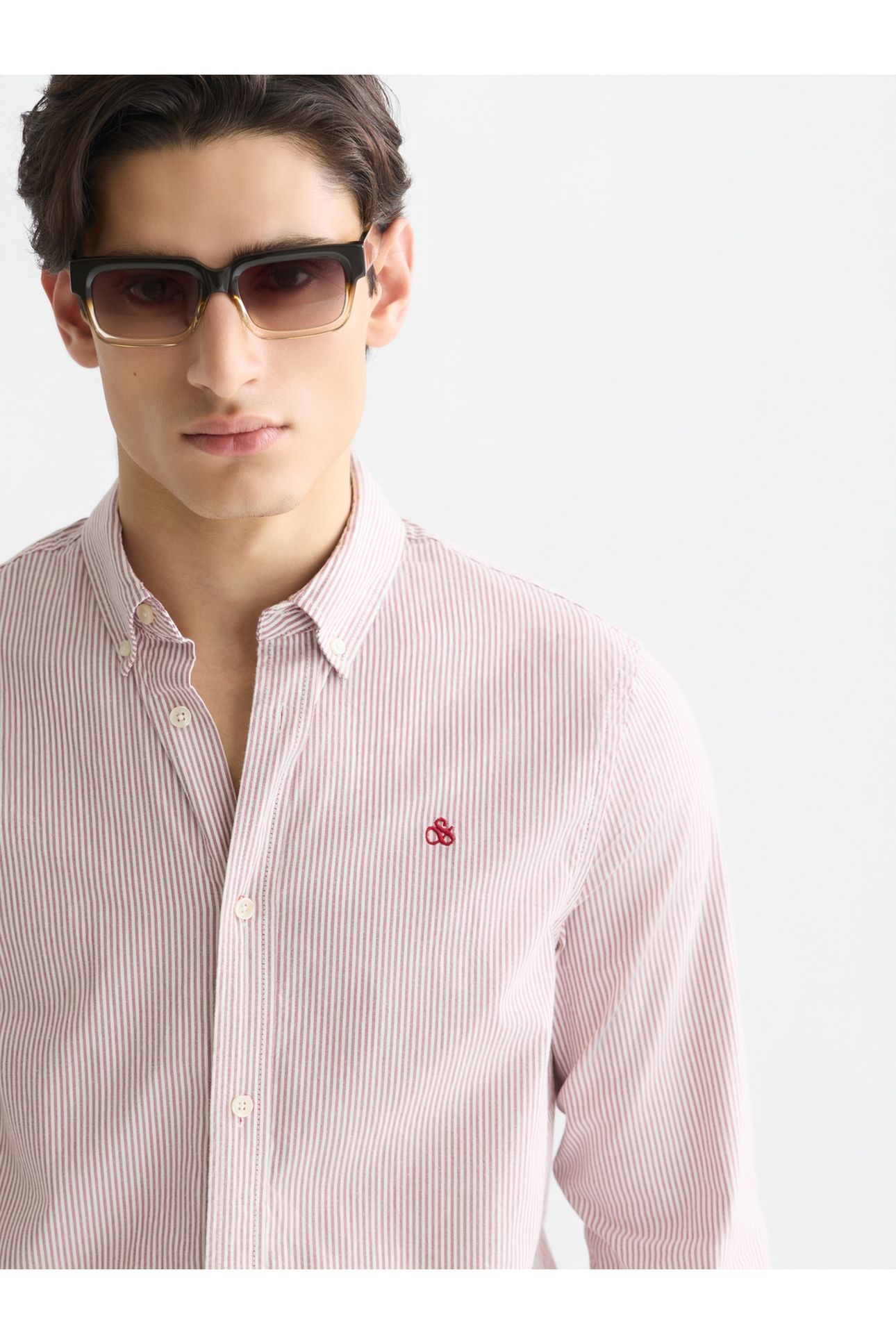SEASONAL CORE OXFORD STRIPED REGULARFIT SHIRT MEDIUM RED 6