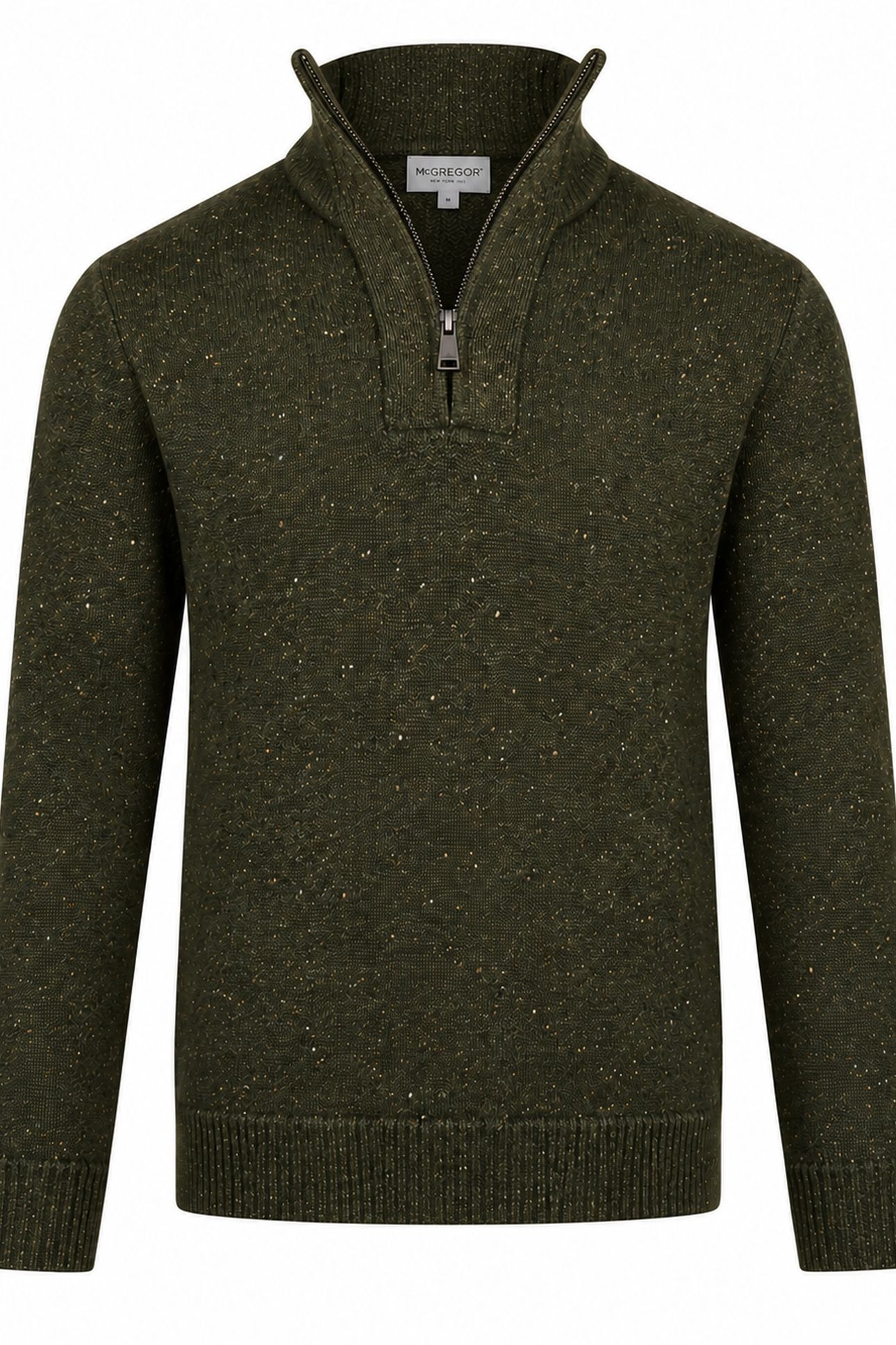 ZIP MOCK FISHERMANS SWEATER DARK OLIVE 1