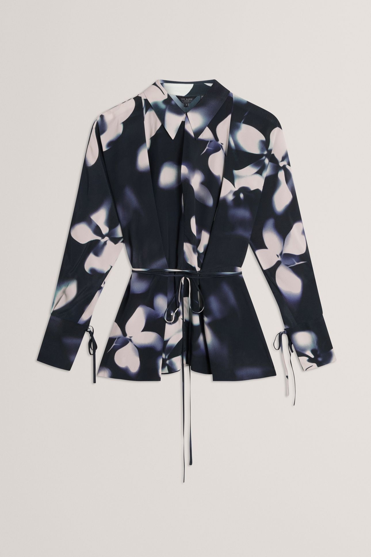 PRINTED TIE DETAIL LONG SLEEVE SHIRT NAVY 3