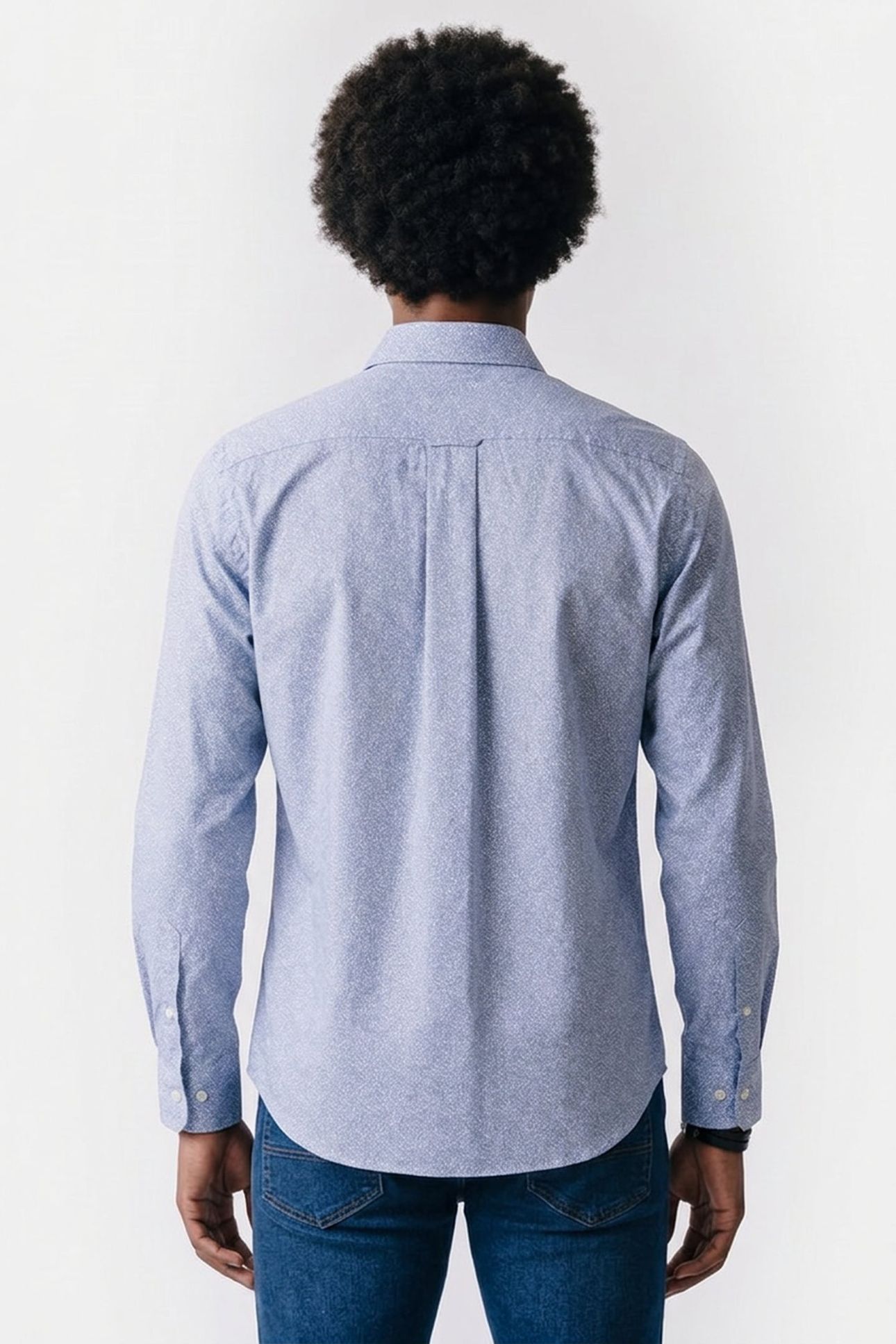 REG POPLIN AOP SHIRT FADED DENIM 2
