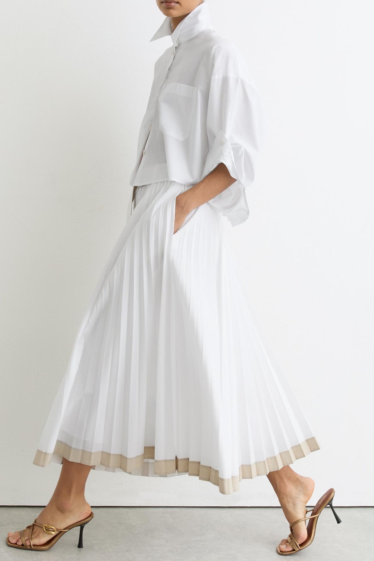 PLEATED COTTON SKIRT IVORY 4