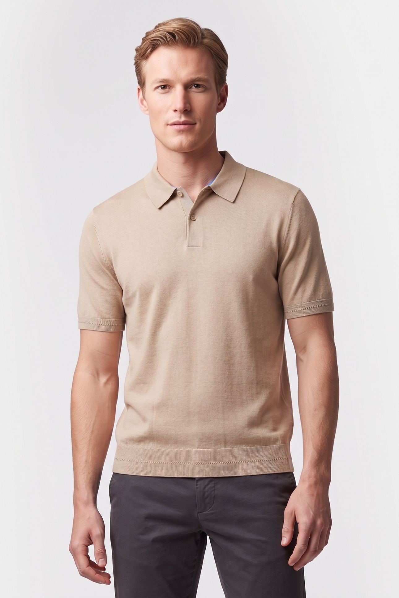 SS SILK COTTON POLO TAUPE 1