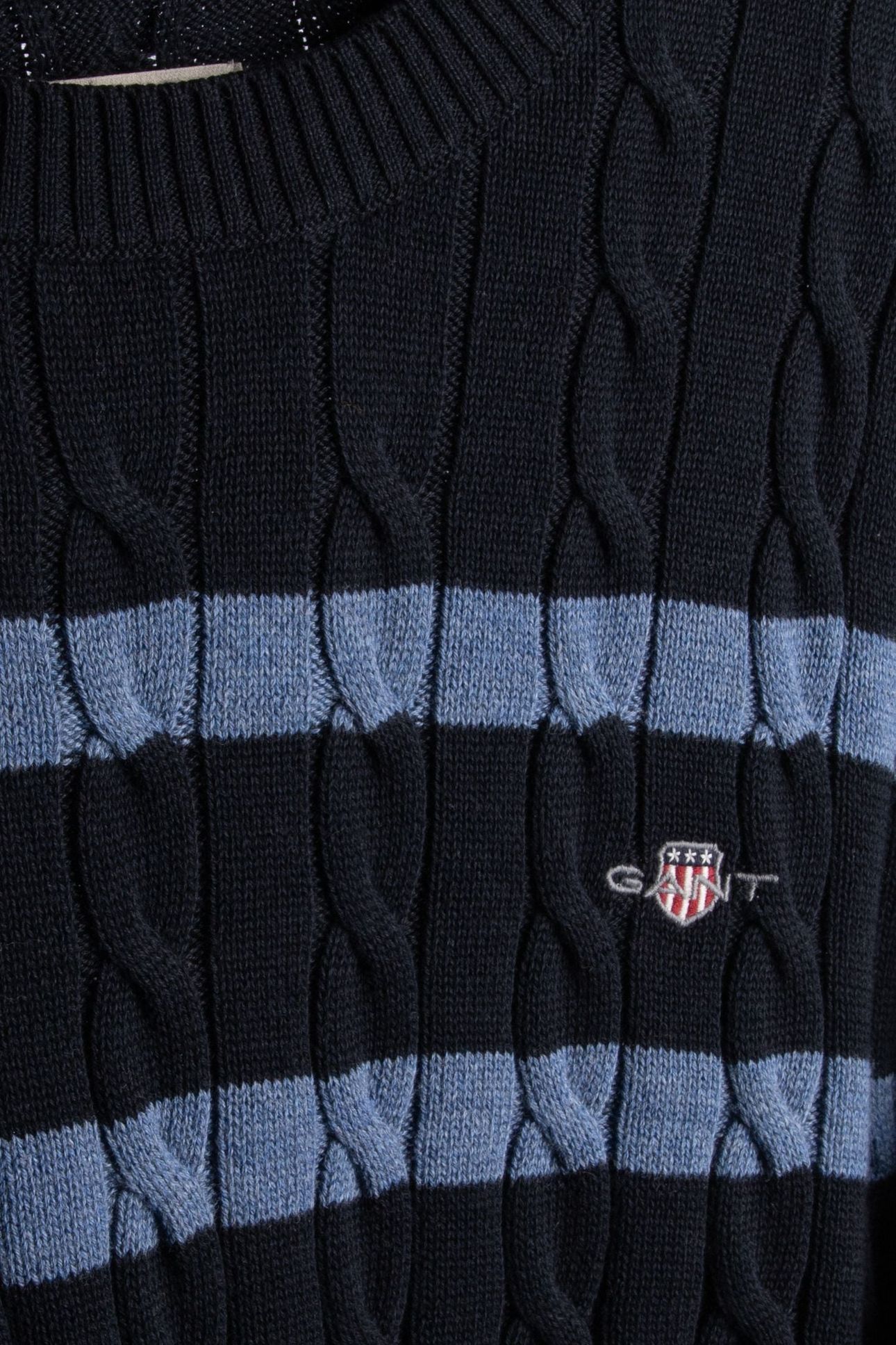 STRIPED COTTON CABLE C-NECK EVENING BLUE 4