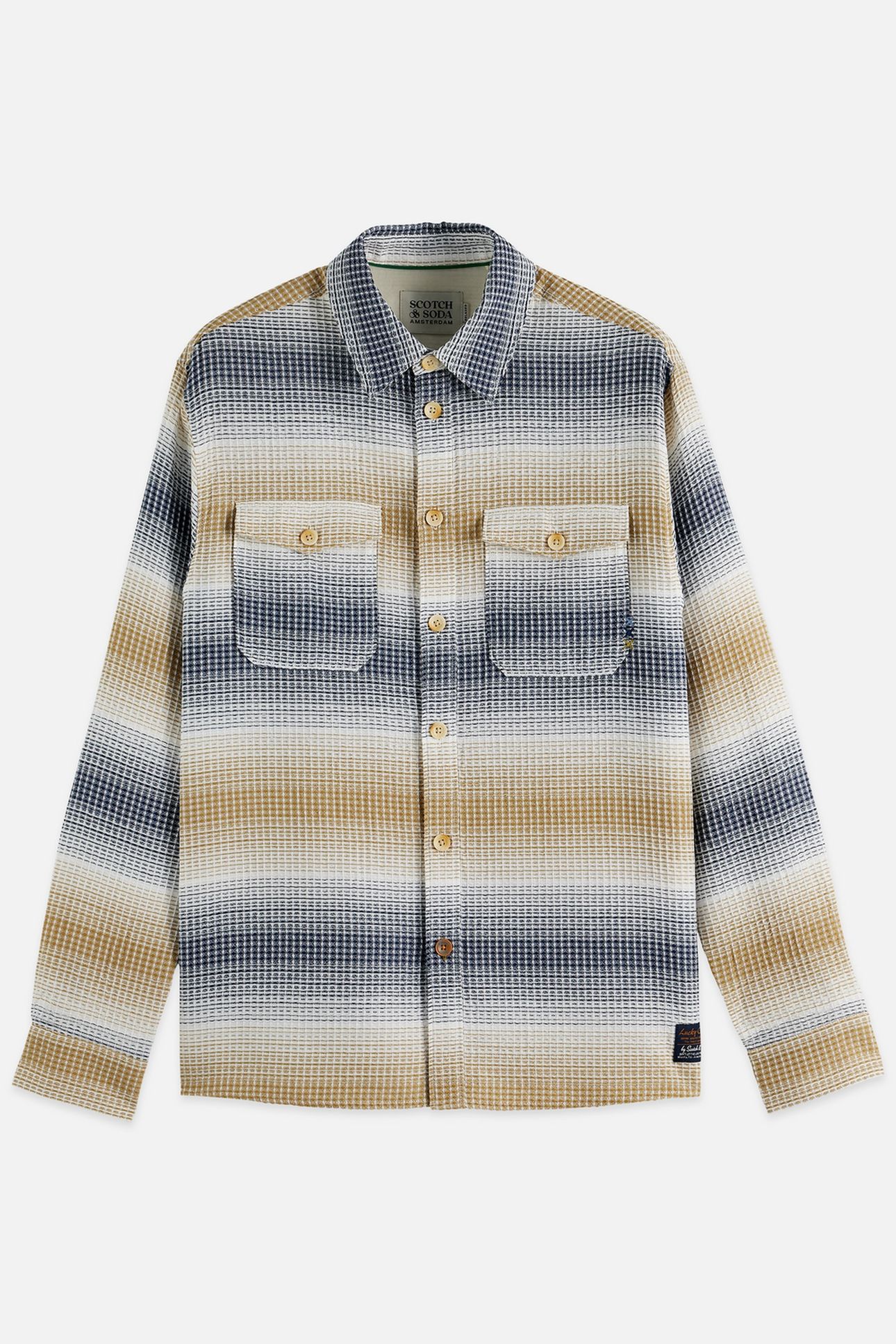 WAFFLE STRUCTURE STRIPE SHIRT NAVY 4