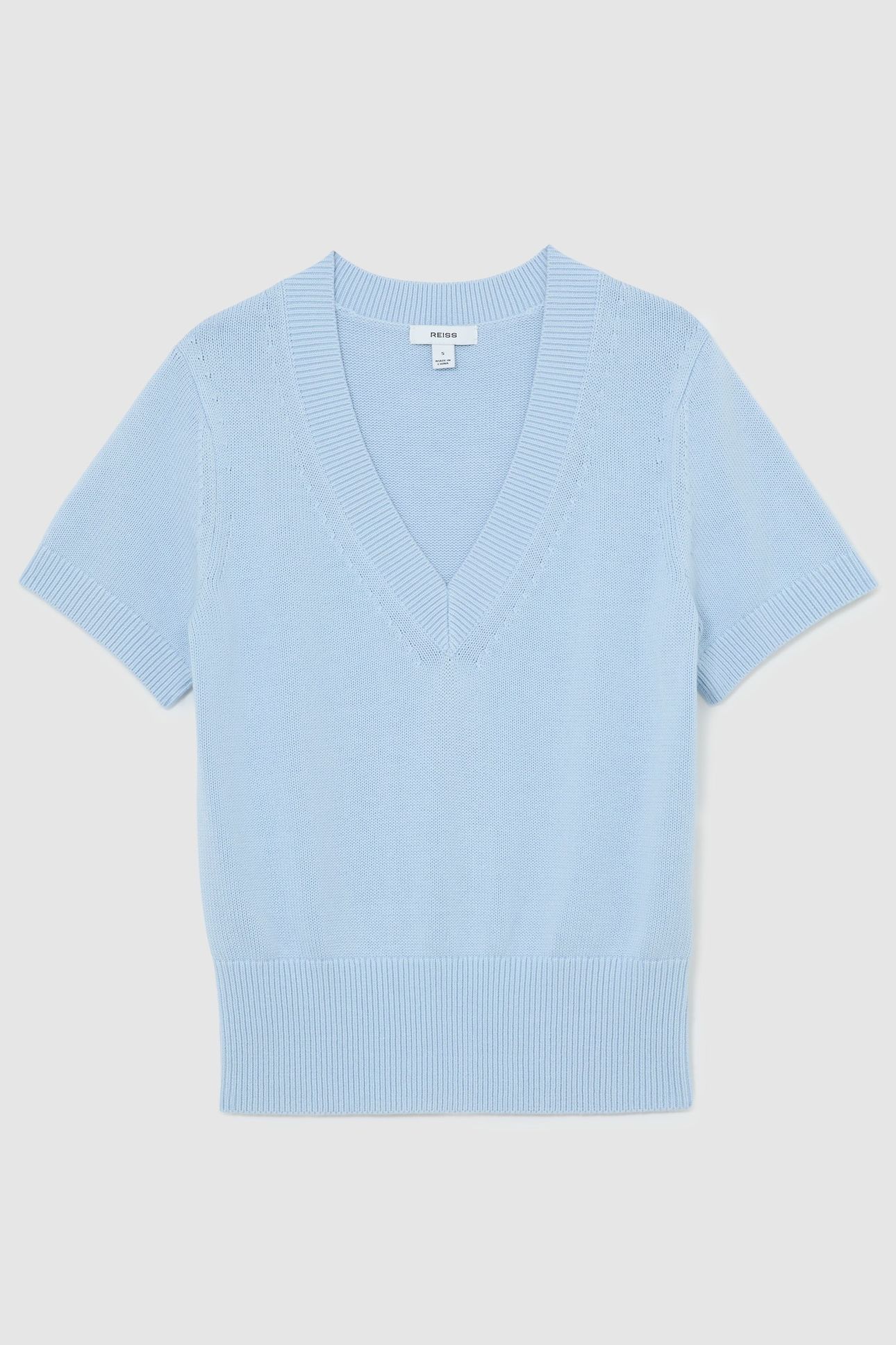 KNIT V NECK TOP SOFT BLUE 4