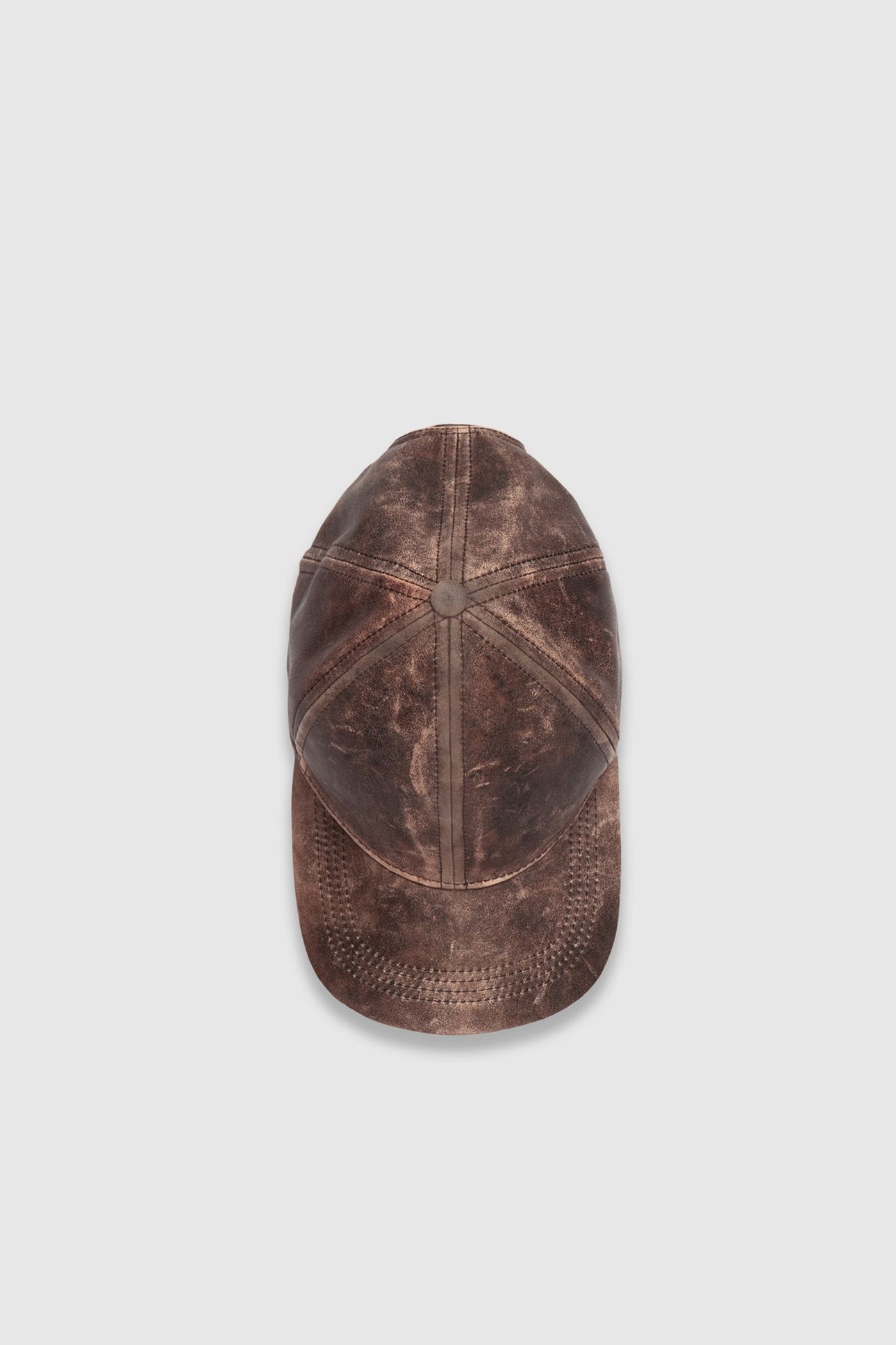 BROWN LEATHER CAP WITH PATINA 5