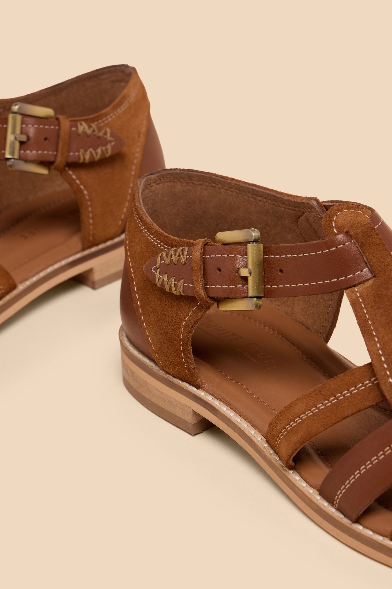 FLORAL LEATHER FISHERMAN SHOE MID TAN 3