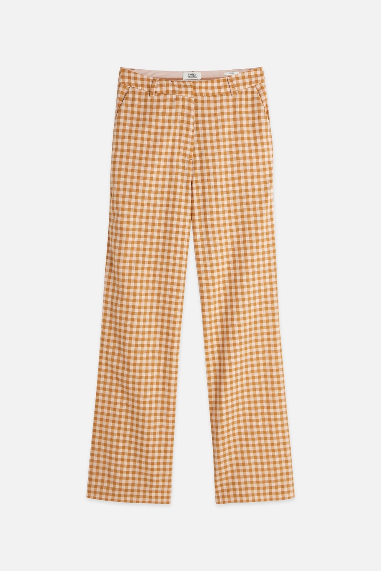 EDIE - LINEN GINGHAM HIGH RISE WIDE LEG PANTS ROSE DUST 4