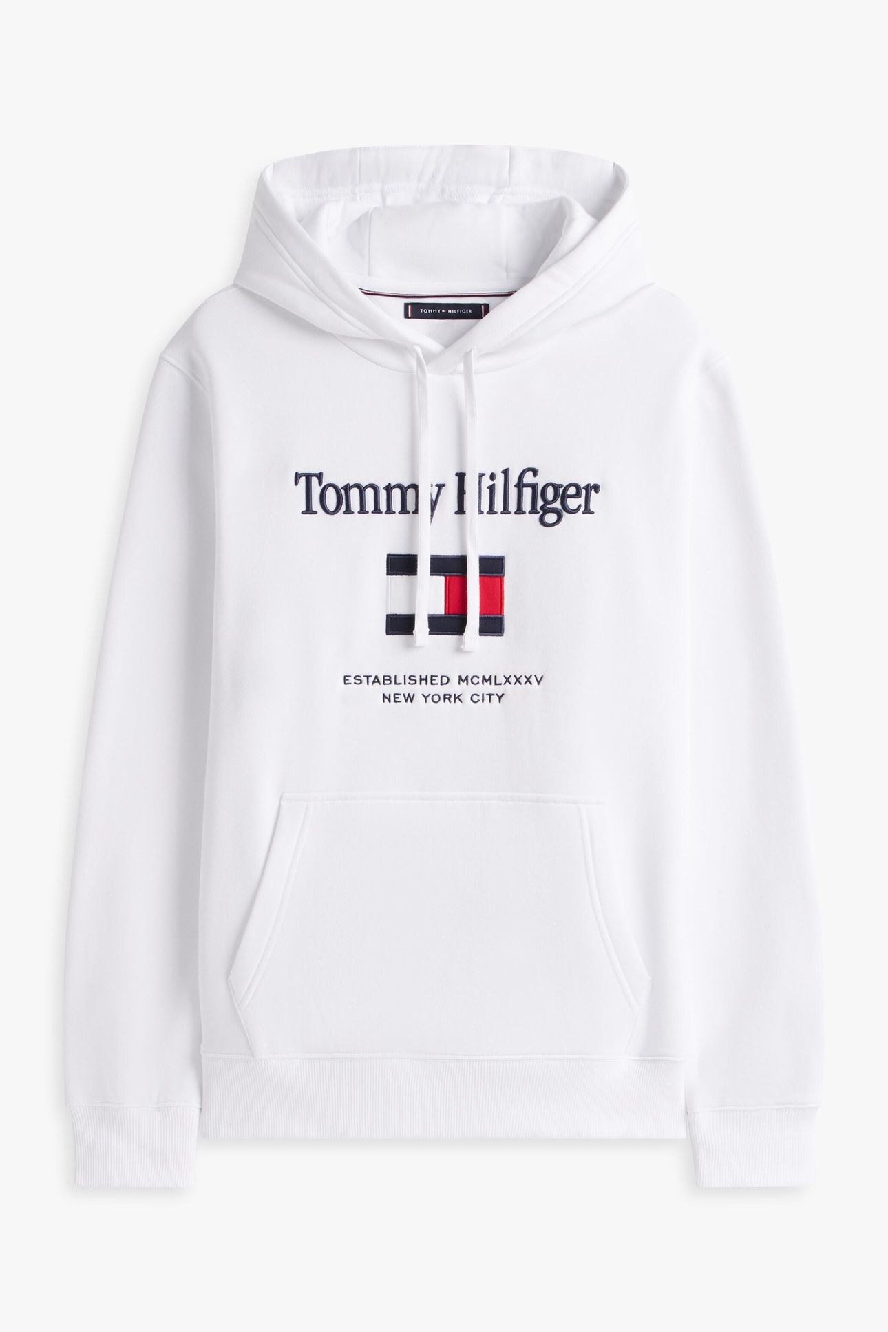 TOMMY EMBRO FLAG HOODIE WHITE 5