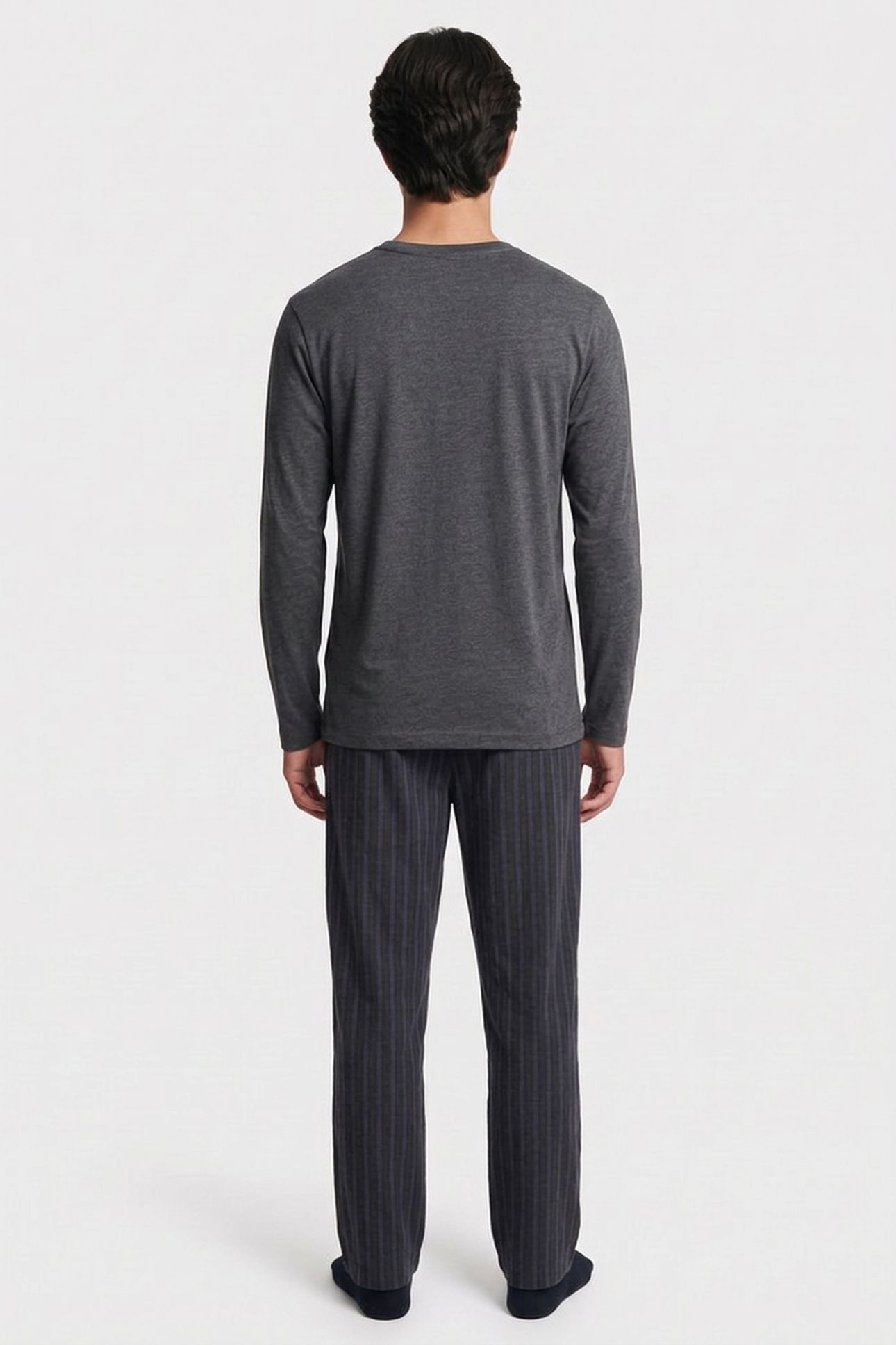 LS TEE PANT SET CHARCOAL HEATHER TOP 2