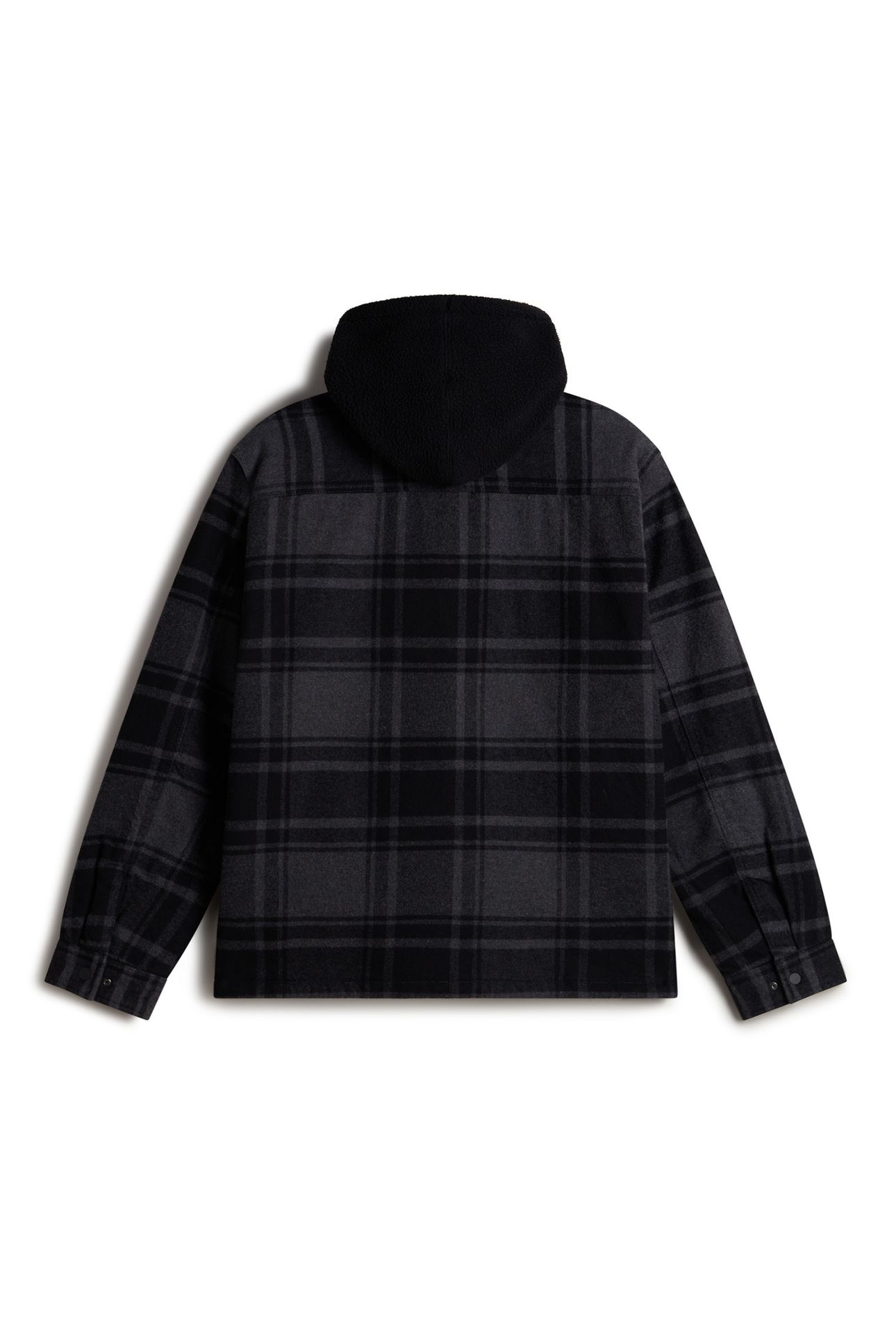 PIEDMONT HOODED PLAID SHACKET BLACK/ASPHALT HEATHER 5