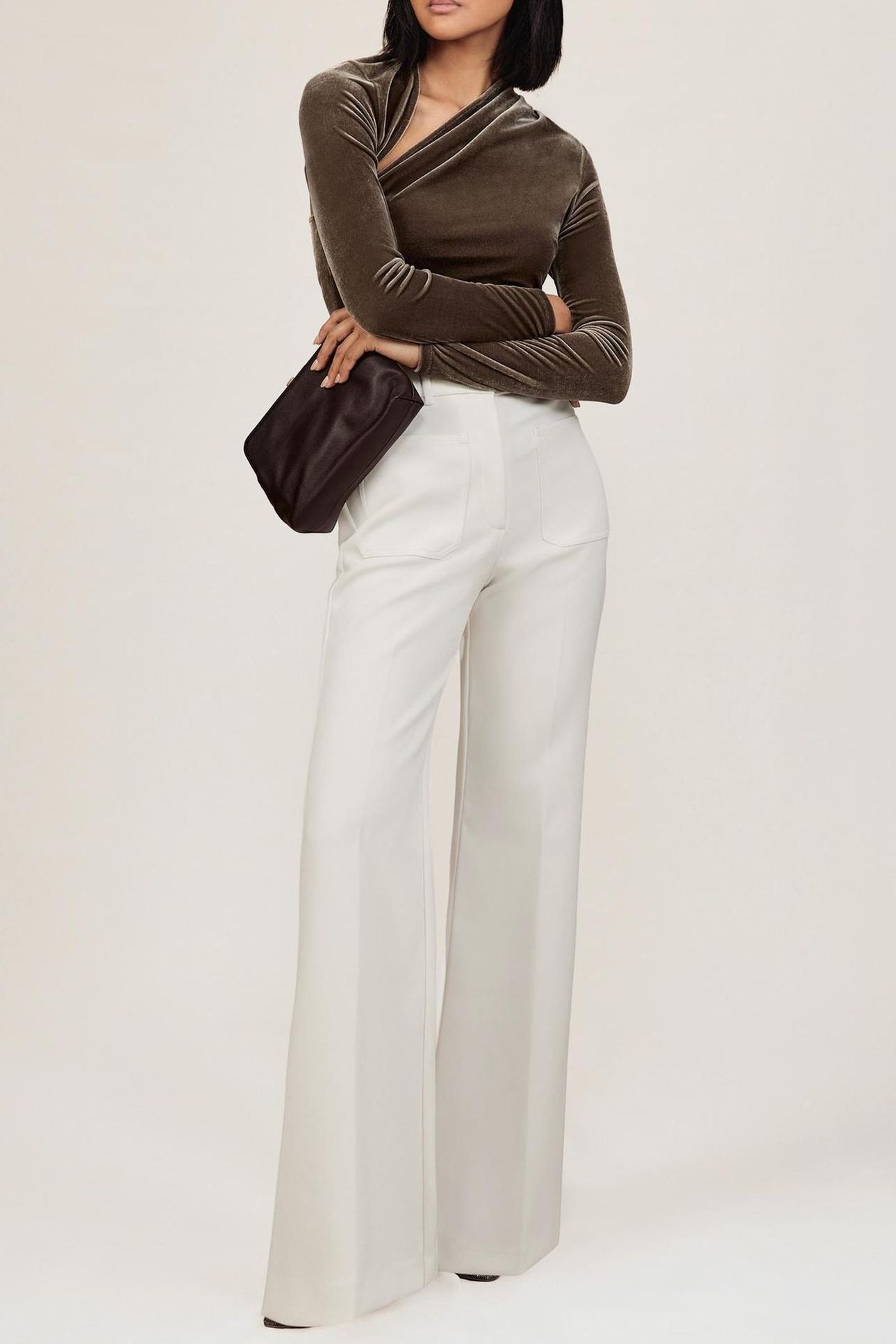 LONG SLEEVE VELVET TOP MOCHA BROWN 1