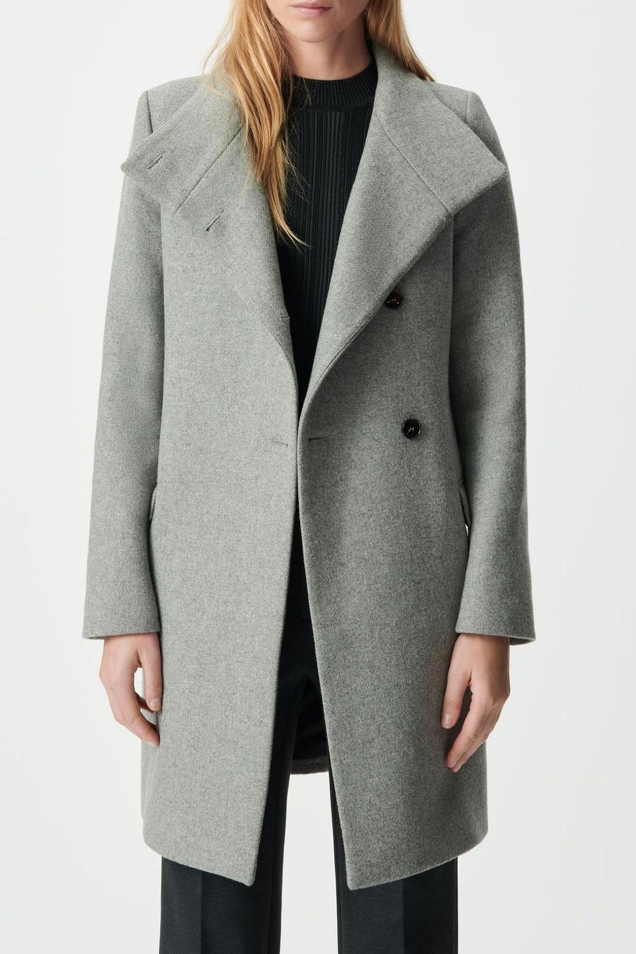GREY COAT WITH ASYMMETRIC BUTTONING 5