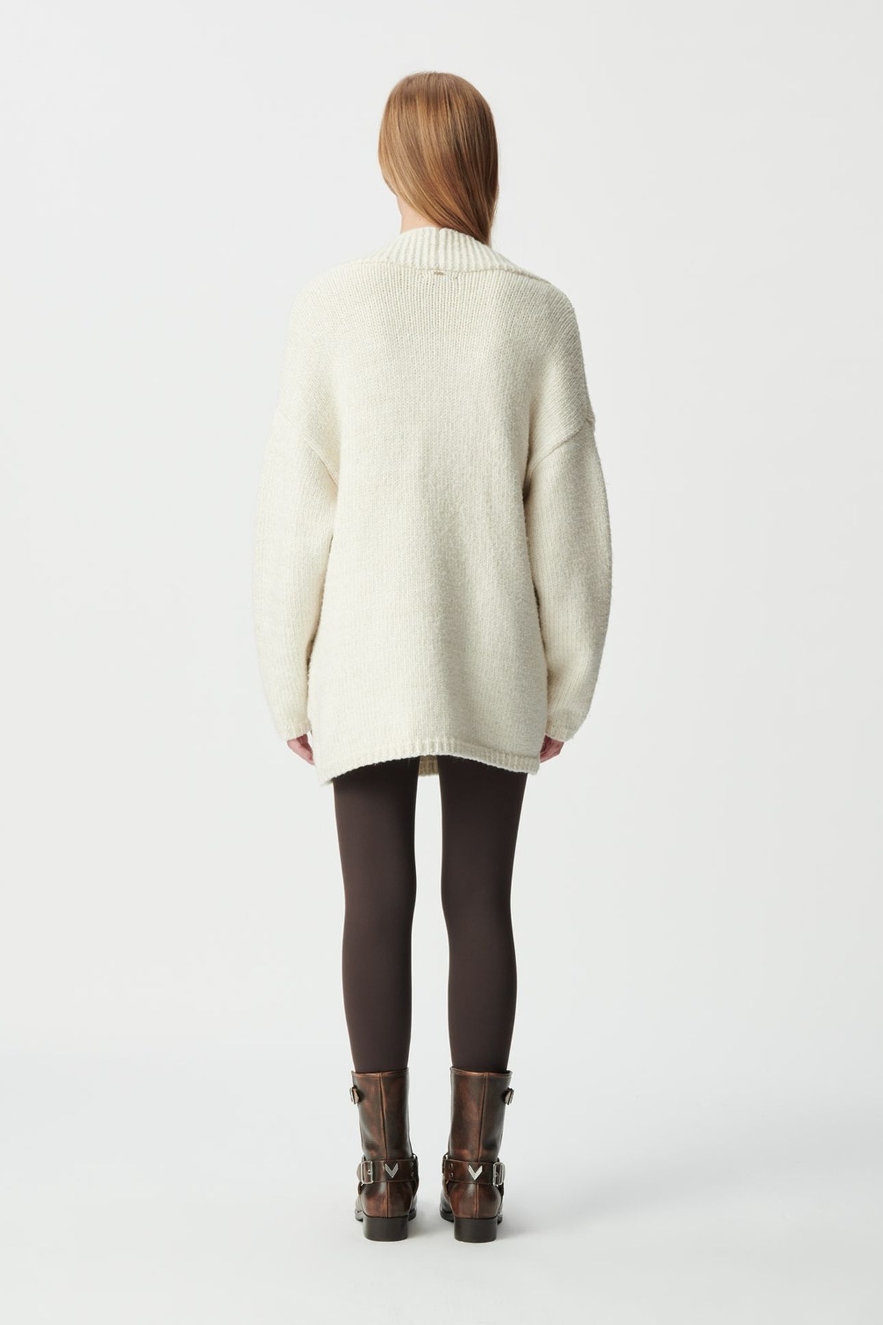 ECRU KNIT AND GOLD LUREX LOOSE CARDIGAN 2